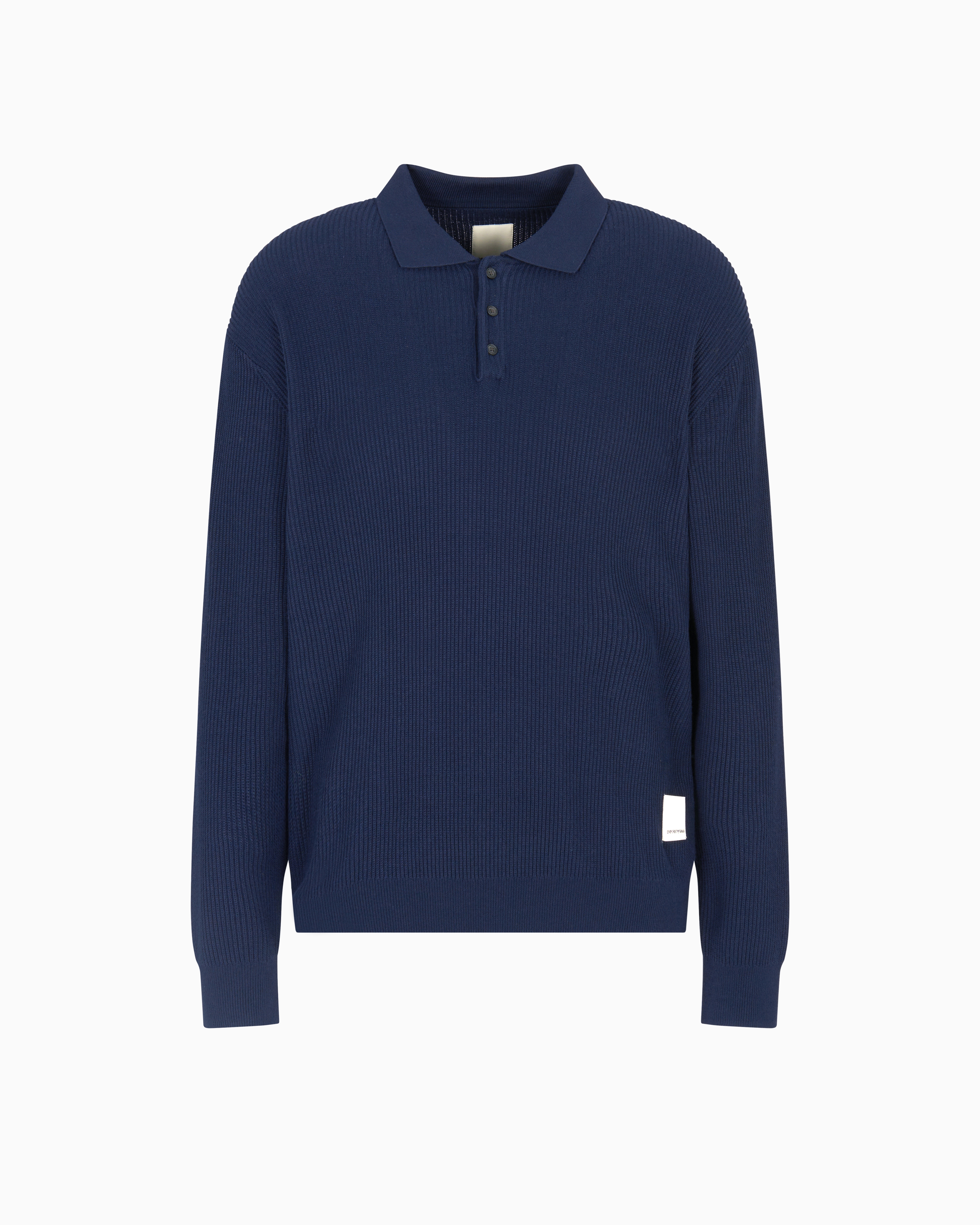 Emporio Armani - New York Capsule Collection rib-knit polo shirt, Man, Navy Blue, Size: