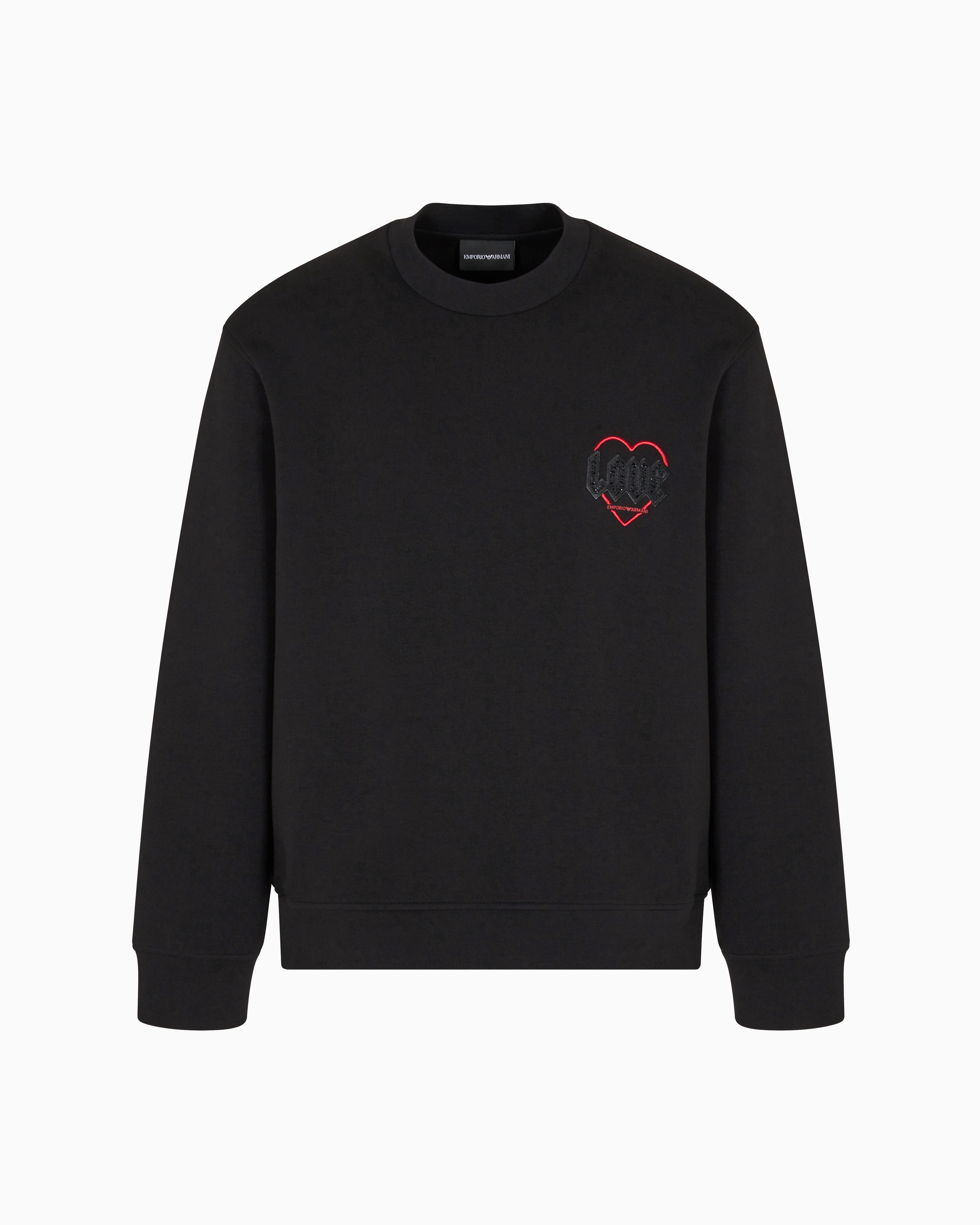 Emporio Armani - ASV Valentine’s Day Capsule Collection double-jersey sweatshirt, Man, Black, Size:
