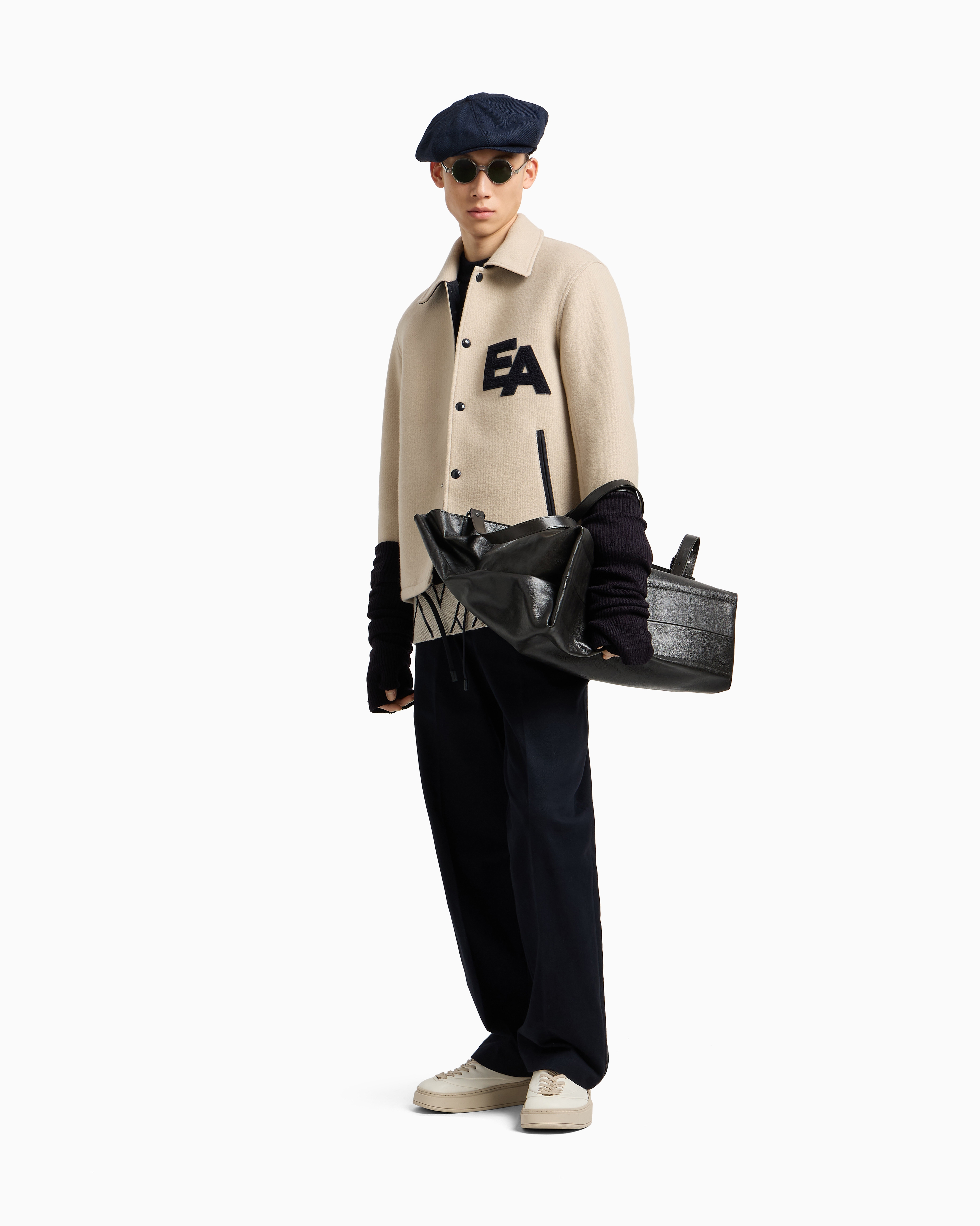 ブルゾン ウールクロス スナップボタン＆オーバーサイズEAパッチ