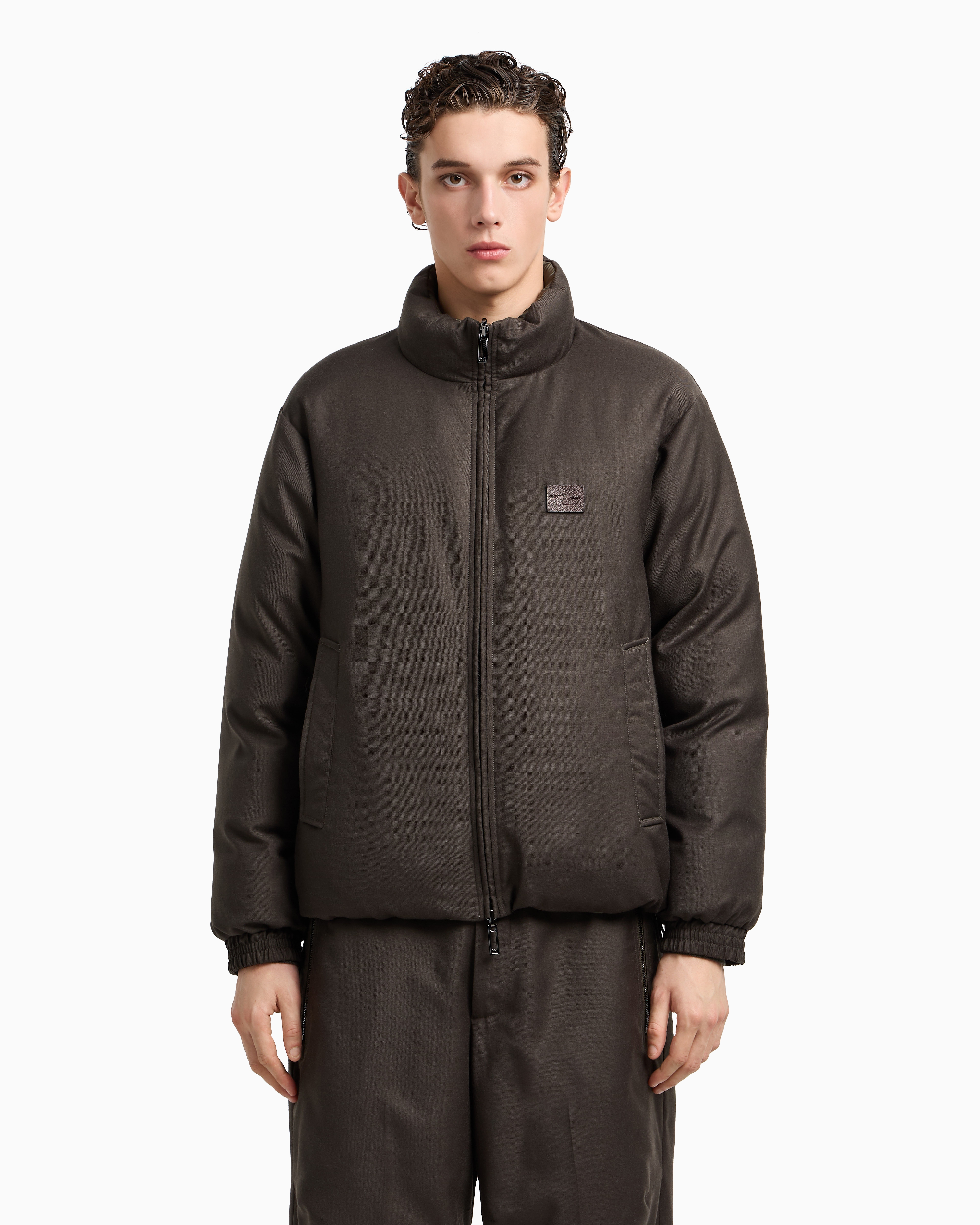 Emporio Armani - Reversible wool-blend twill down jacket , Man, Green, Size: