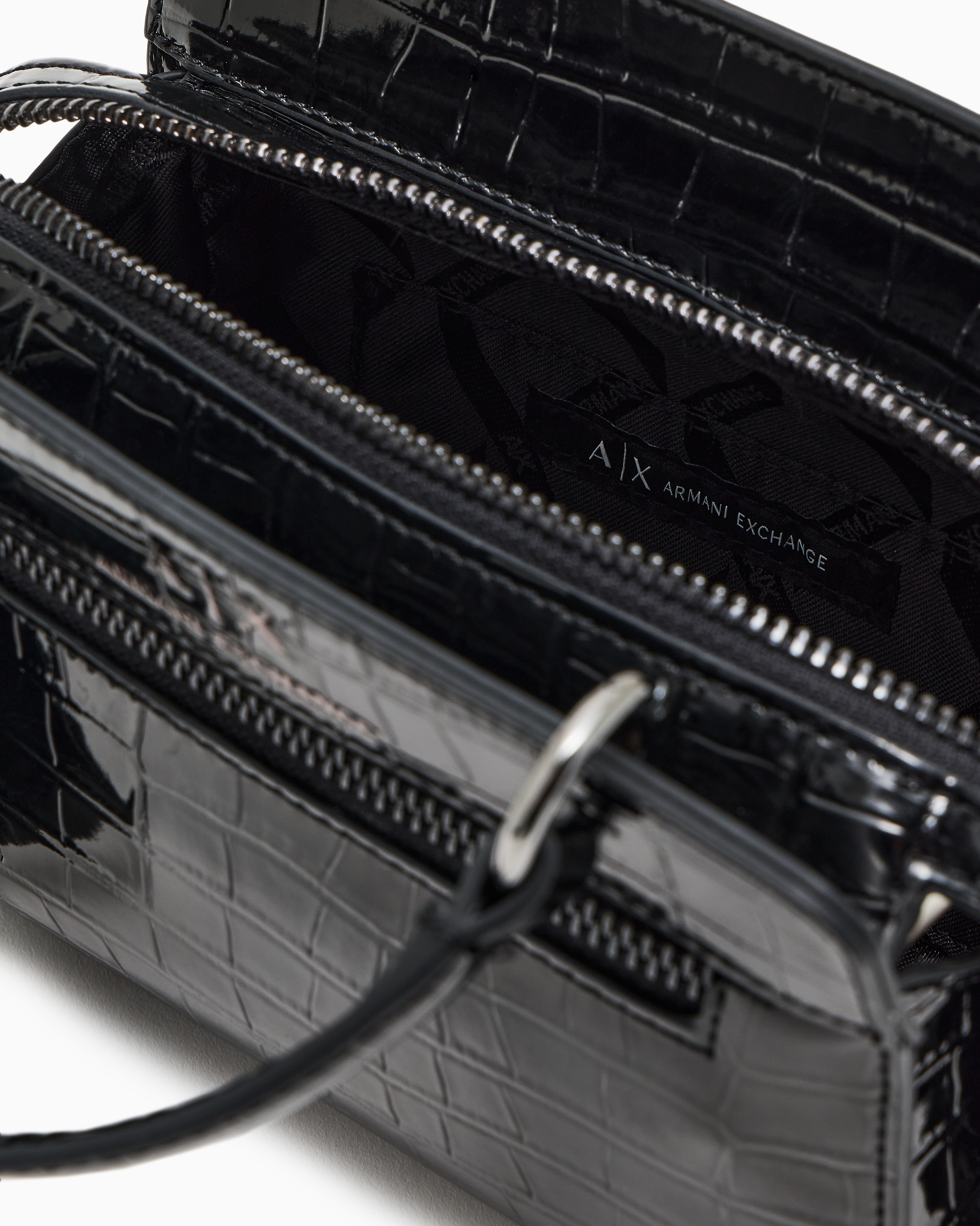 Mini bag with metallic crocodile effect
