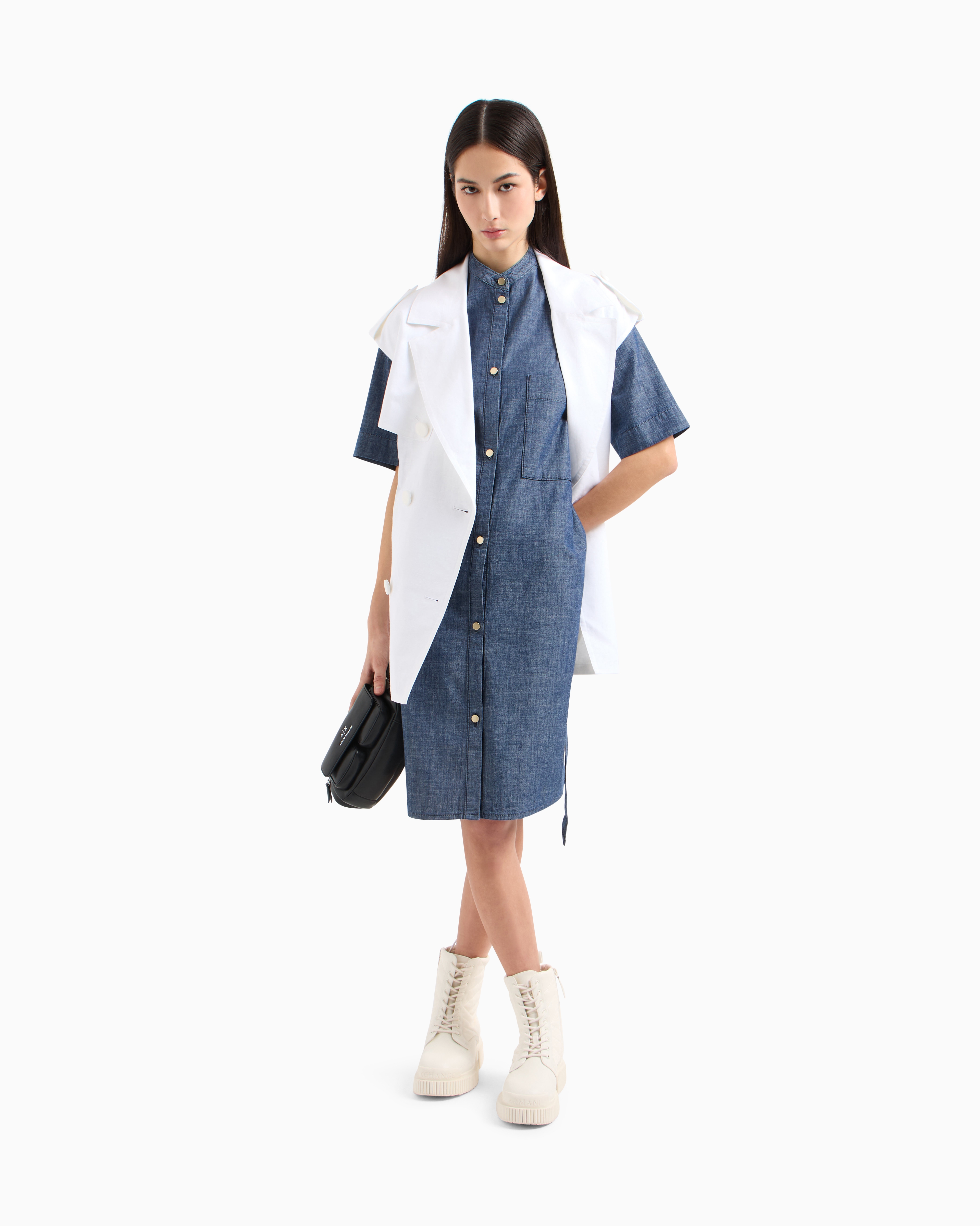 Cotton chambray smock dress