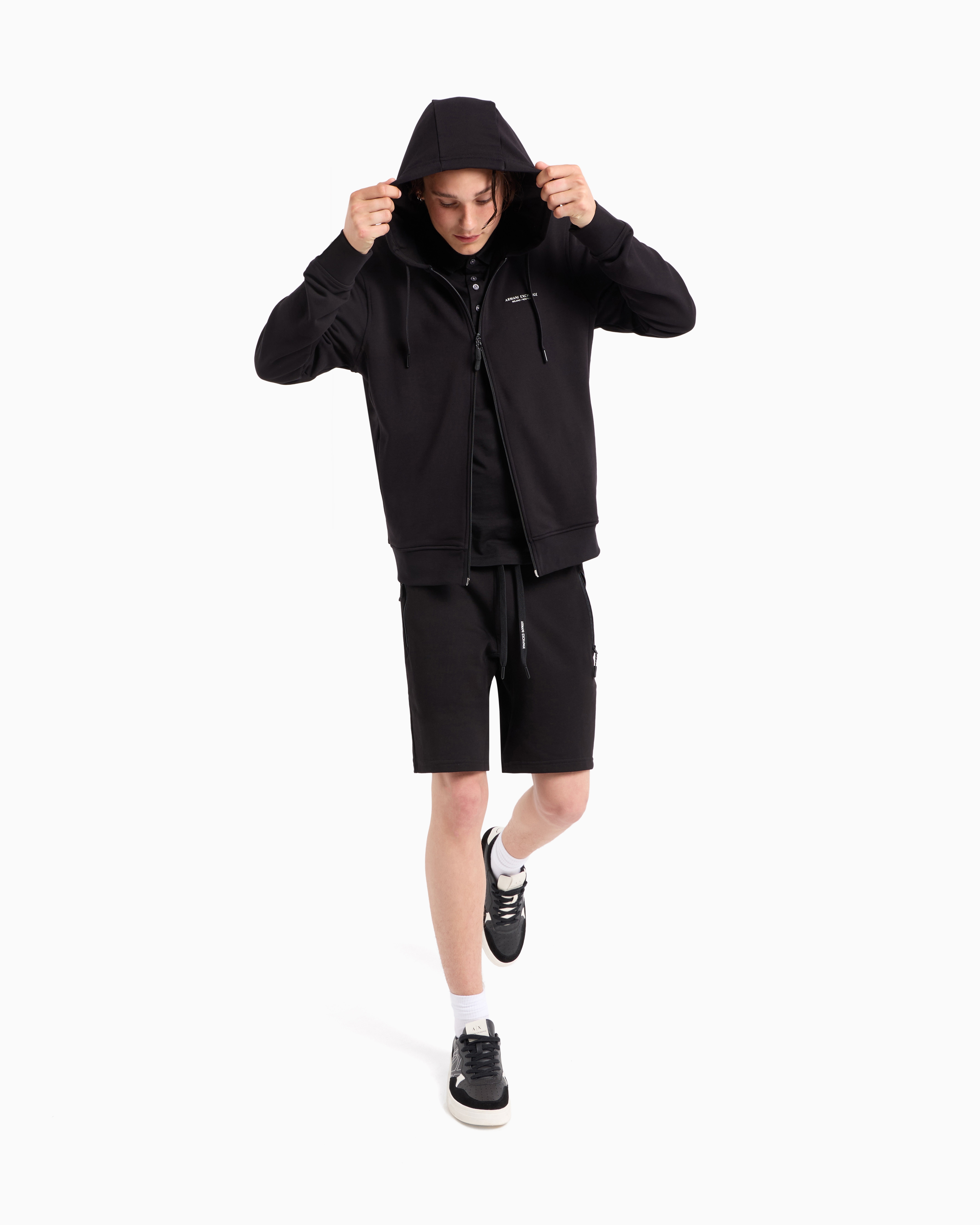 Stretch fabric zip-up sweatshirt