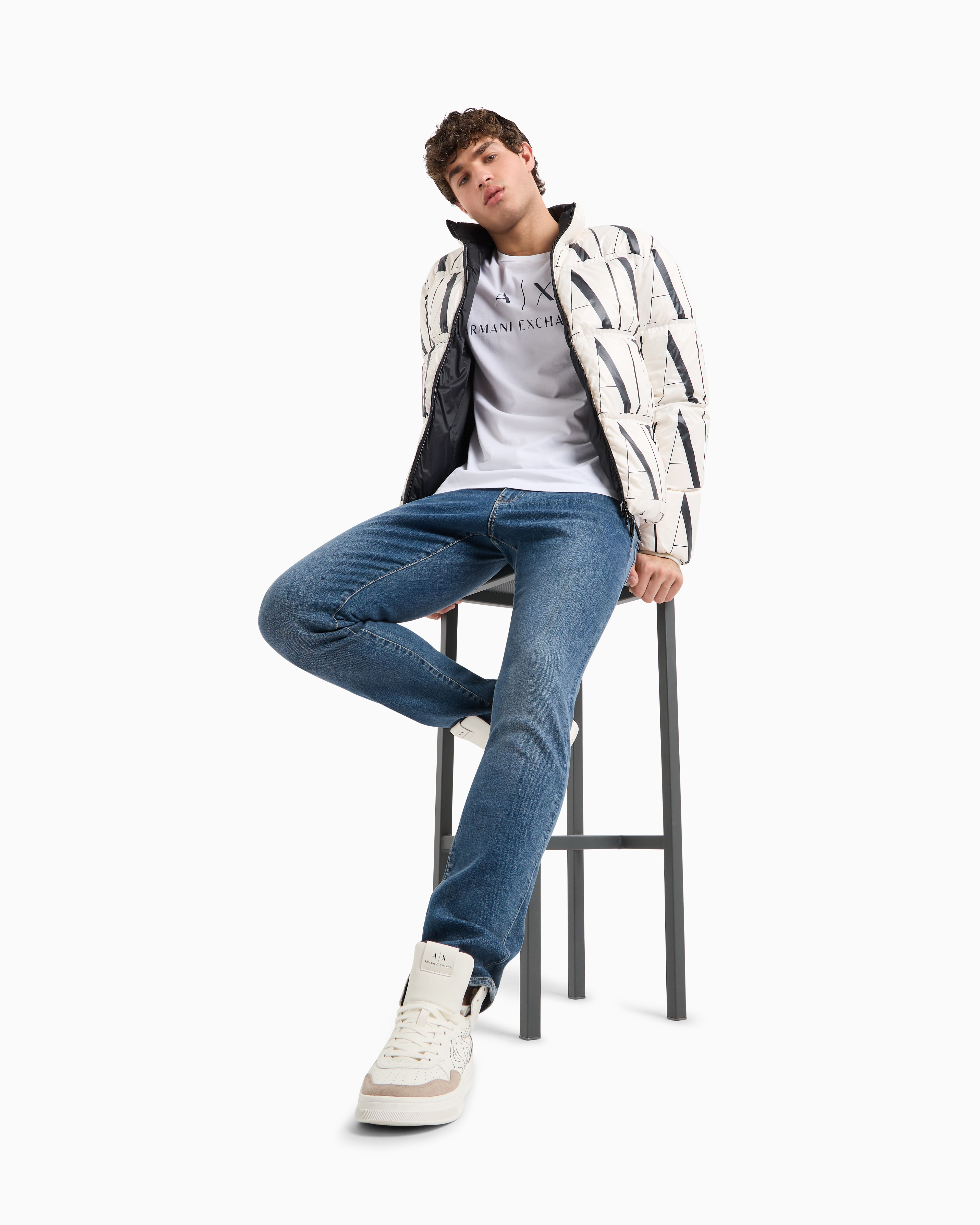 Armani Exchange - Slim fit jersey T-shirt with logo, Man, White, Size: