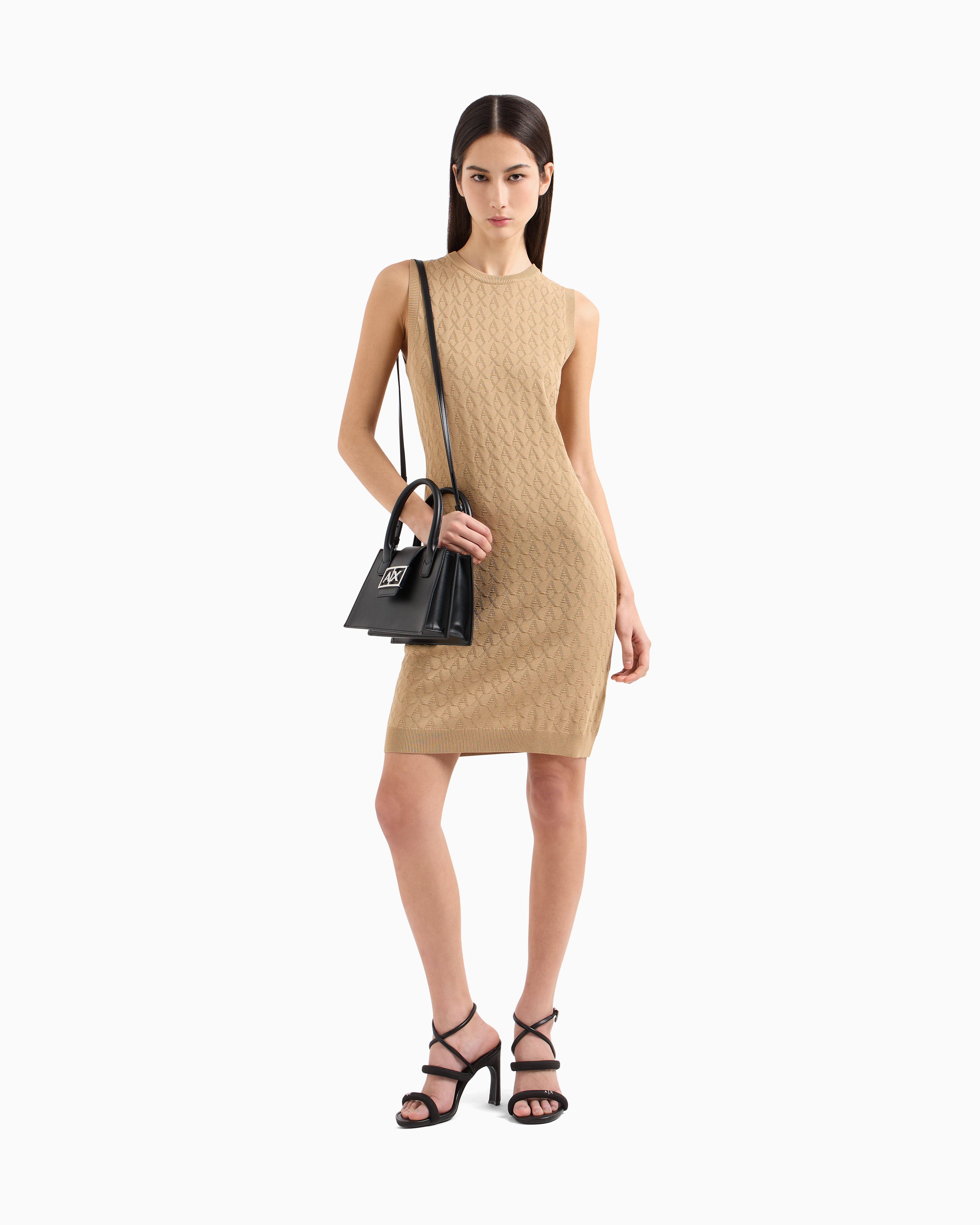Armani Exchange - Sheath dress with allover logo, Woman, Camel, Size: