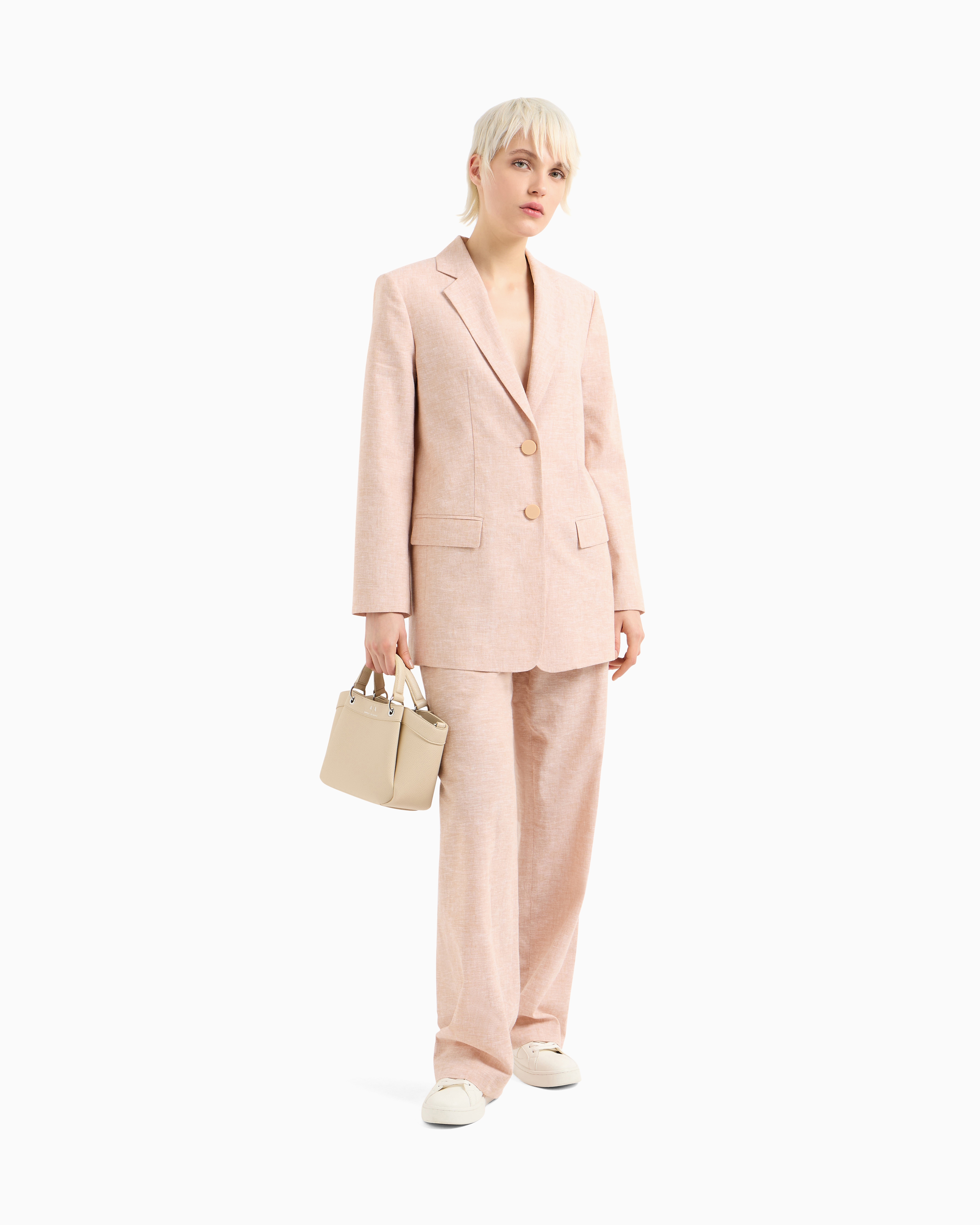 Oversized cotton and linen trousers