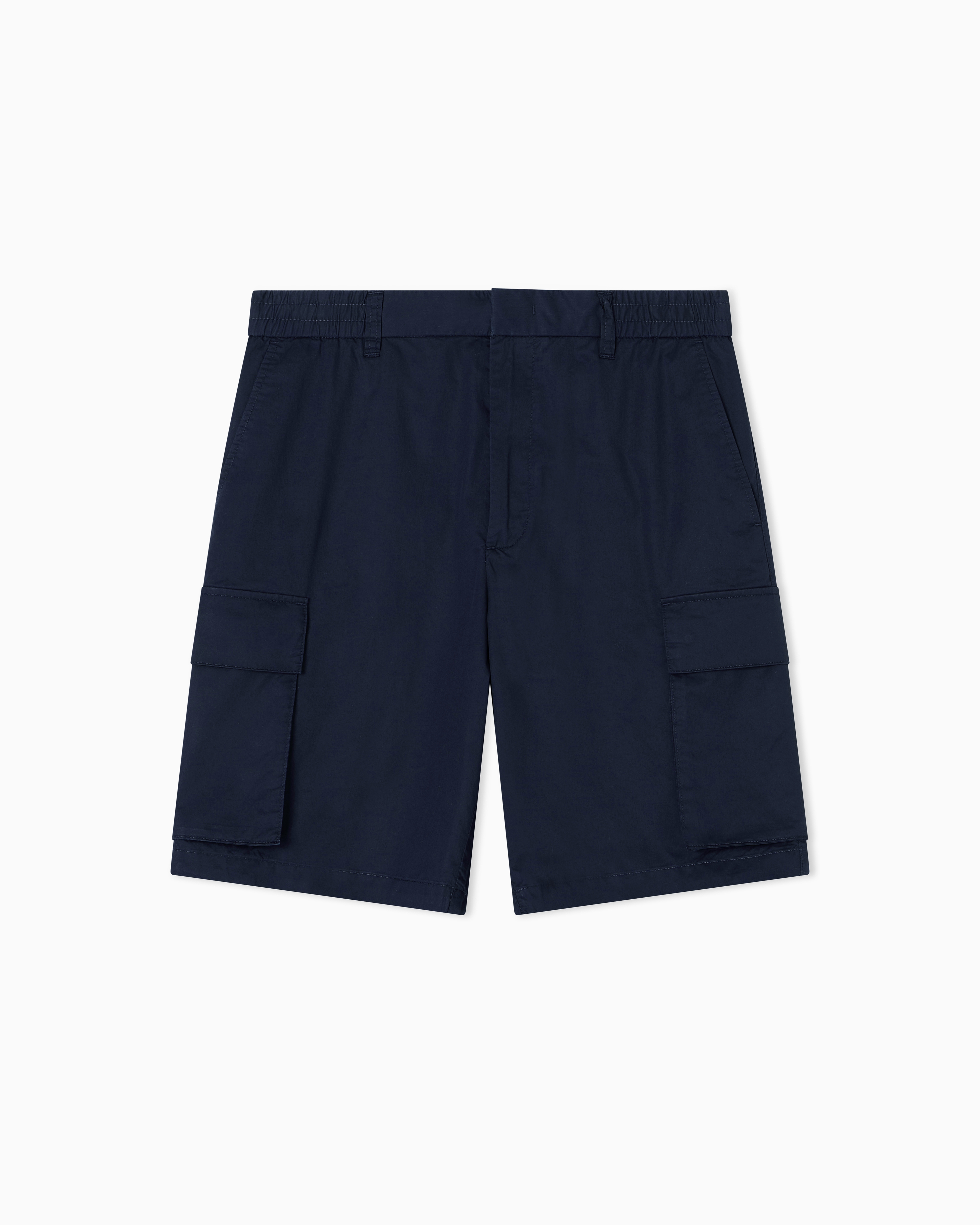 Armani Exchange - Twill cargo Bermuda shorts, Man, Navy_blue, Size: