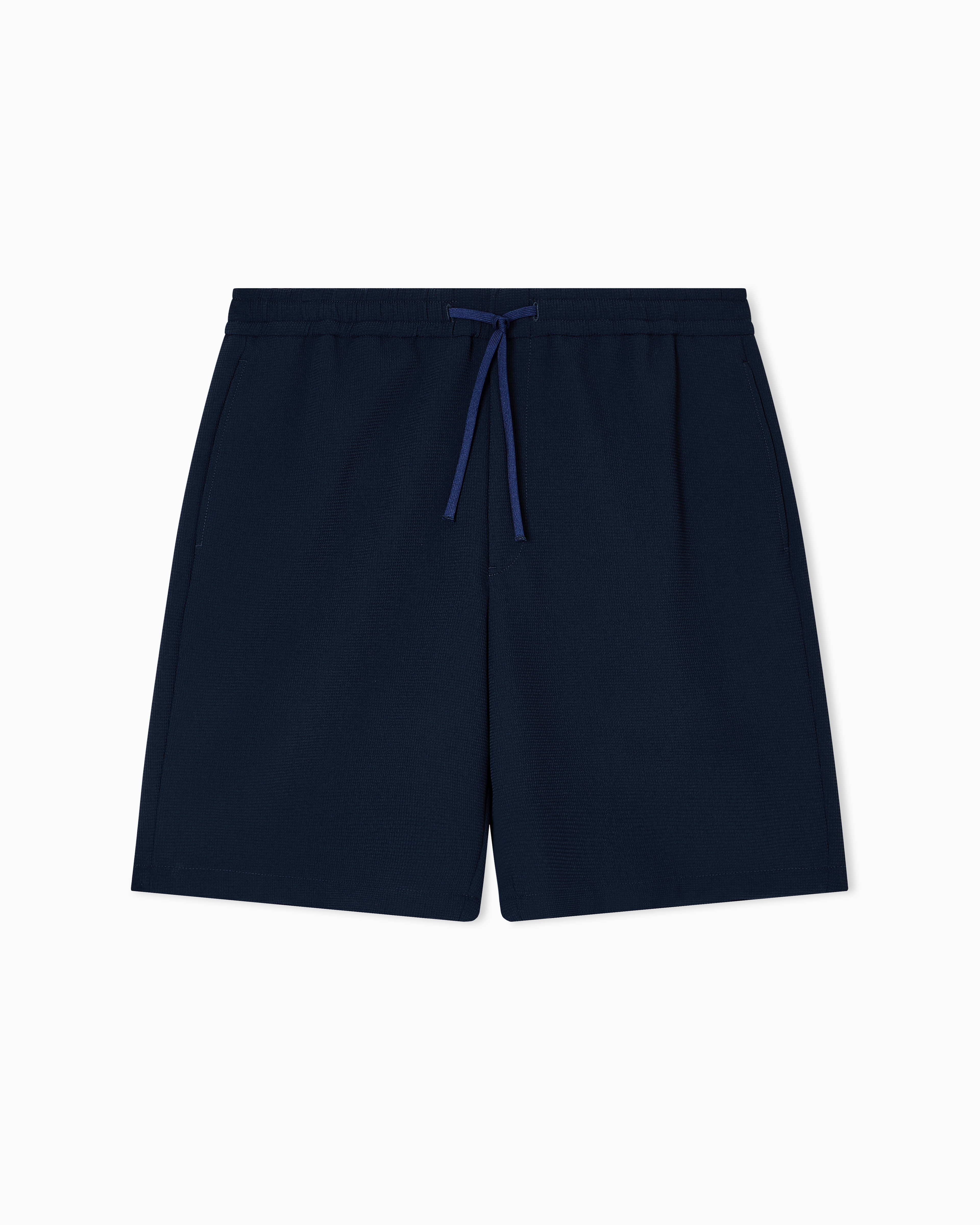 Emporio Armani - Icon 3D piqué-effect crêpe jersey Bermuda shorts, Man, Blue, Size: