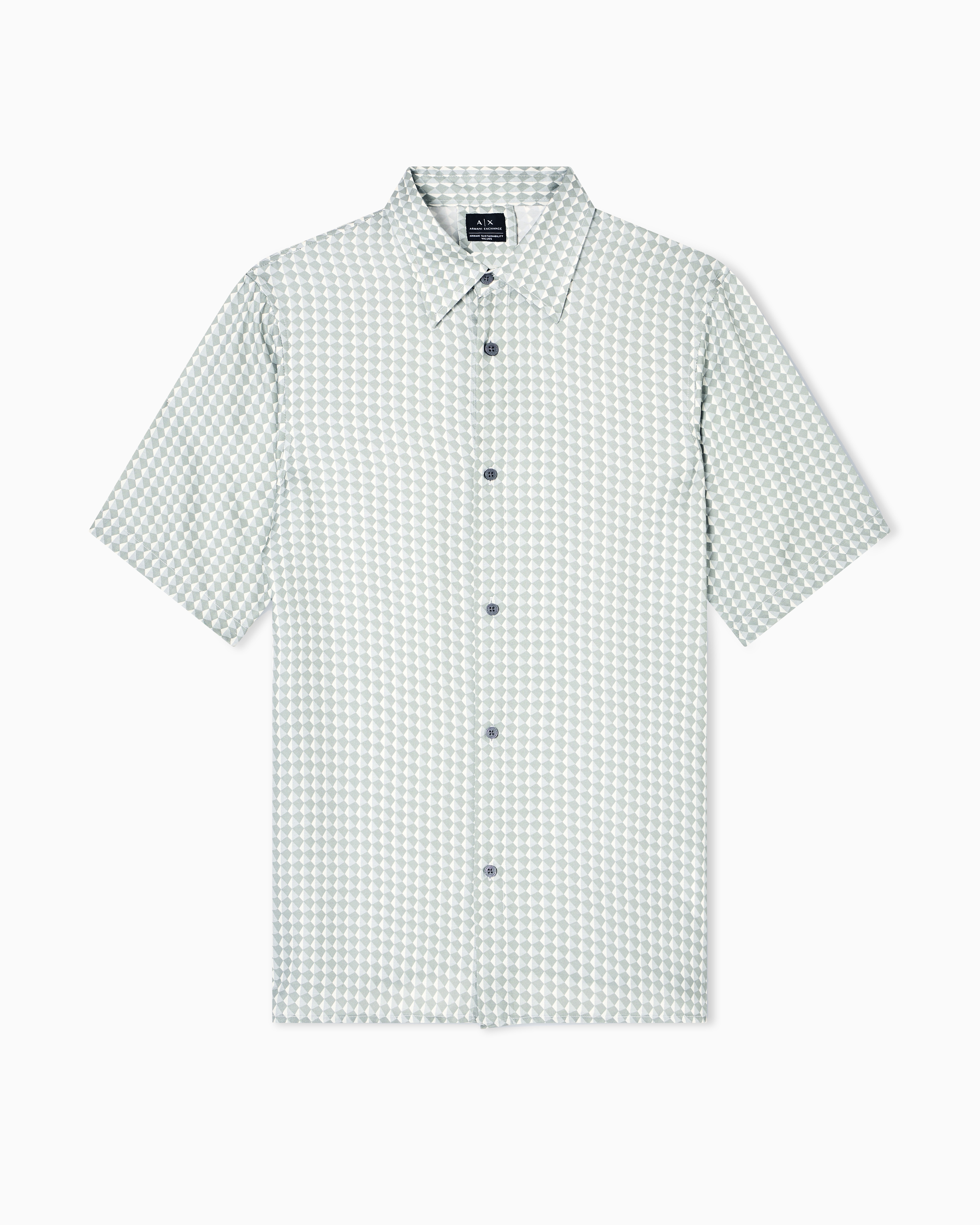 Armani Exchange - Patterned short-sleeved shirt, Man, Green, Size: