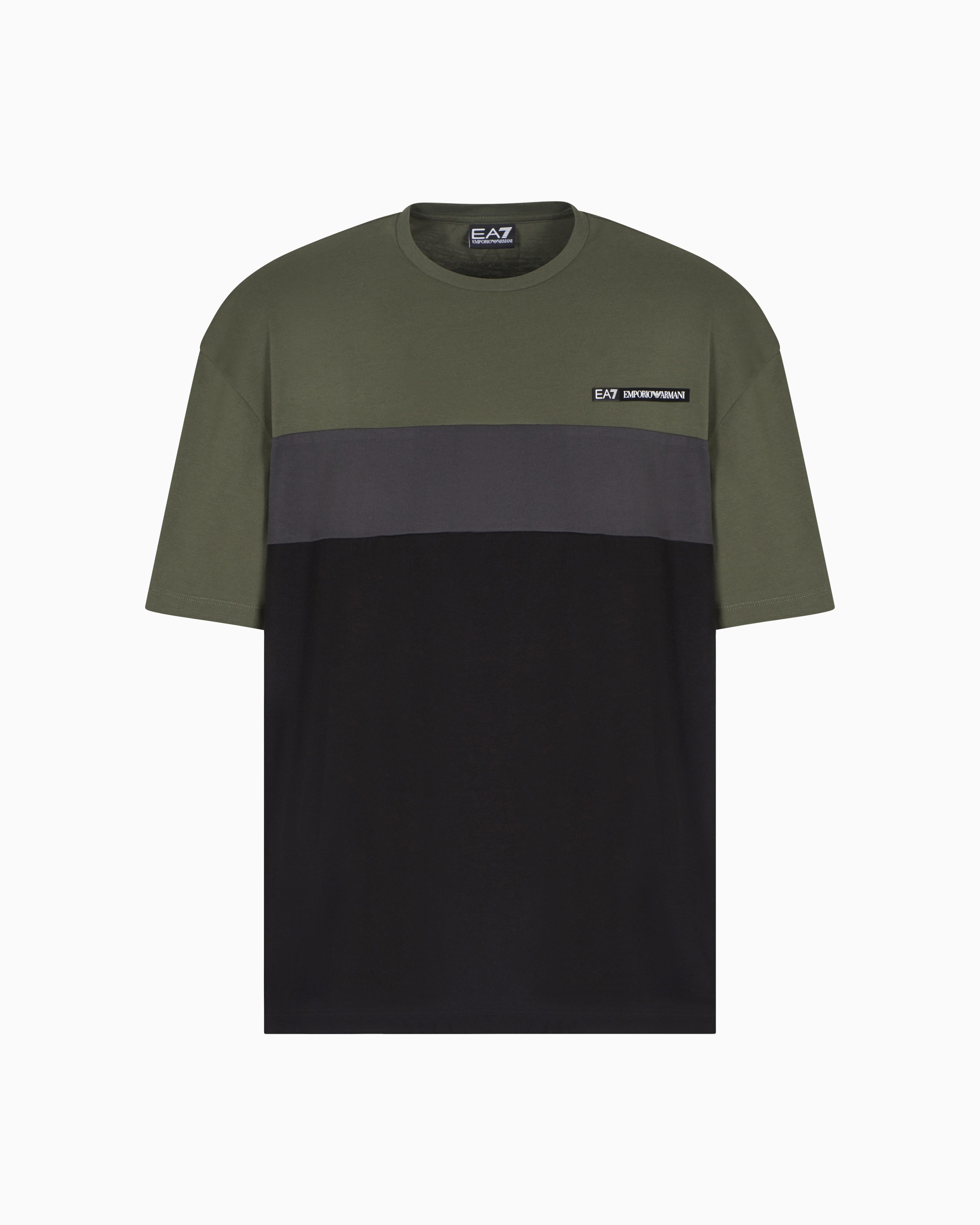 Athletic Colour Block cotton-blend crew-neck T-shirt | EA7