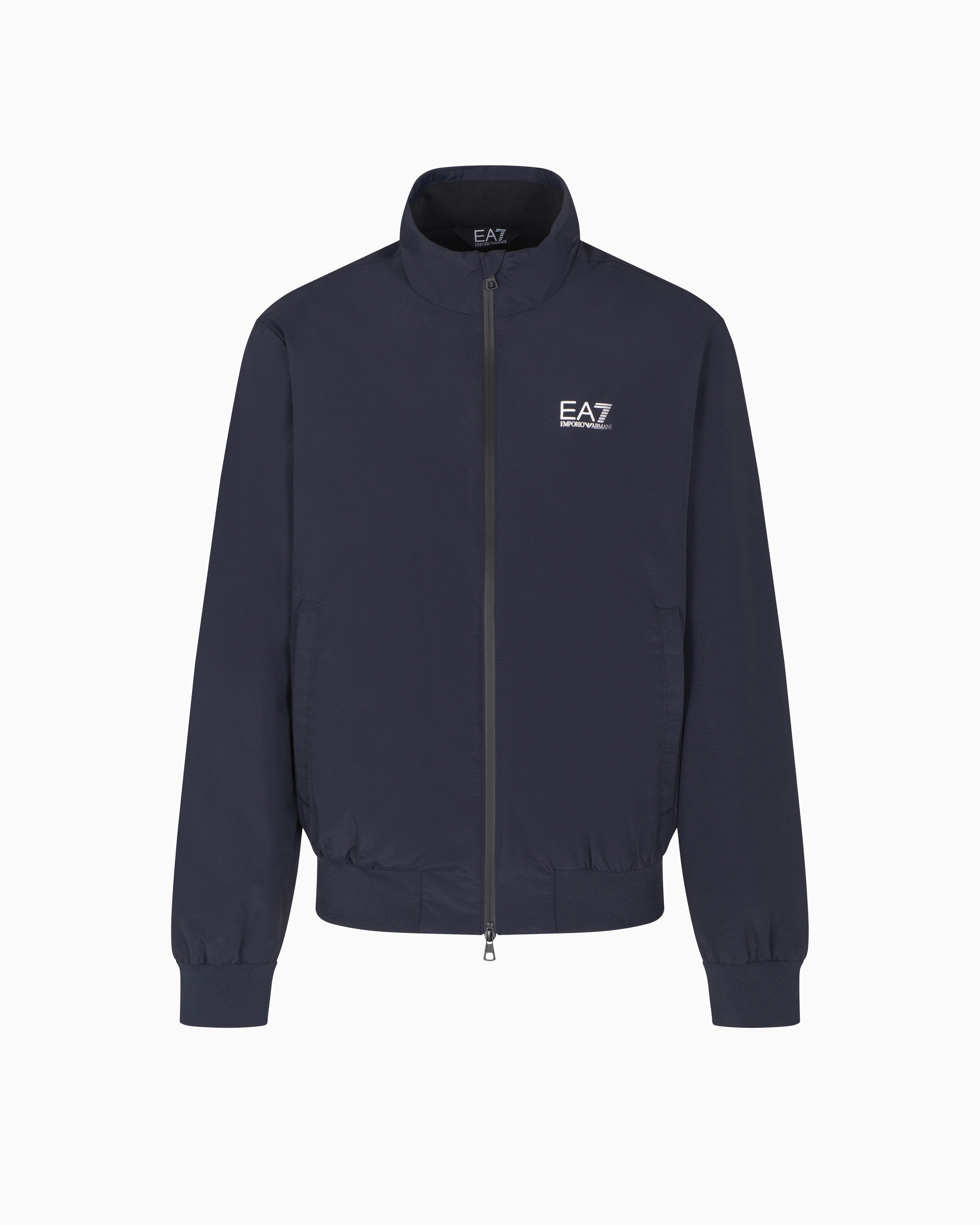 Ea7 Blue Oversized Bomber Jacket Core Identity With Hood