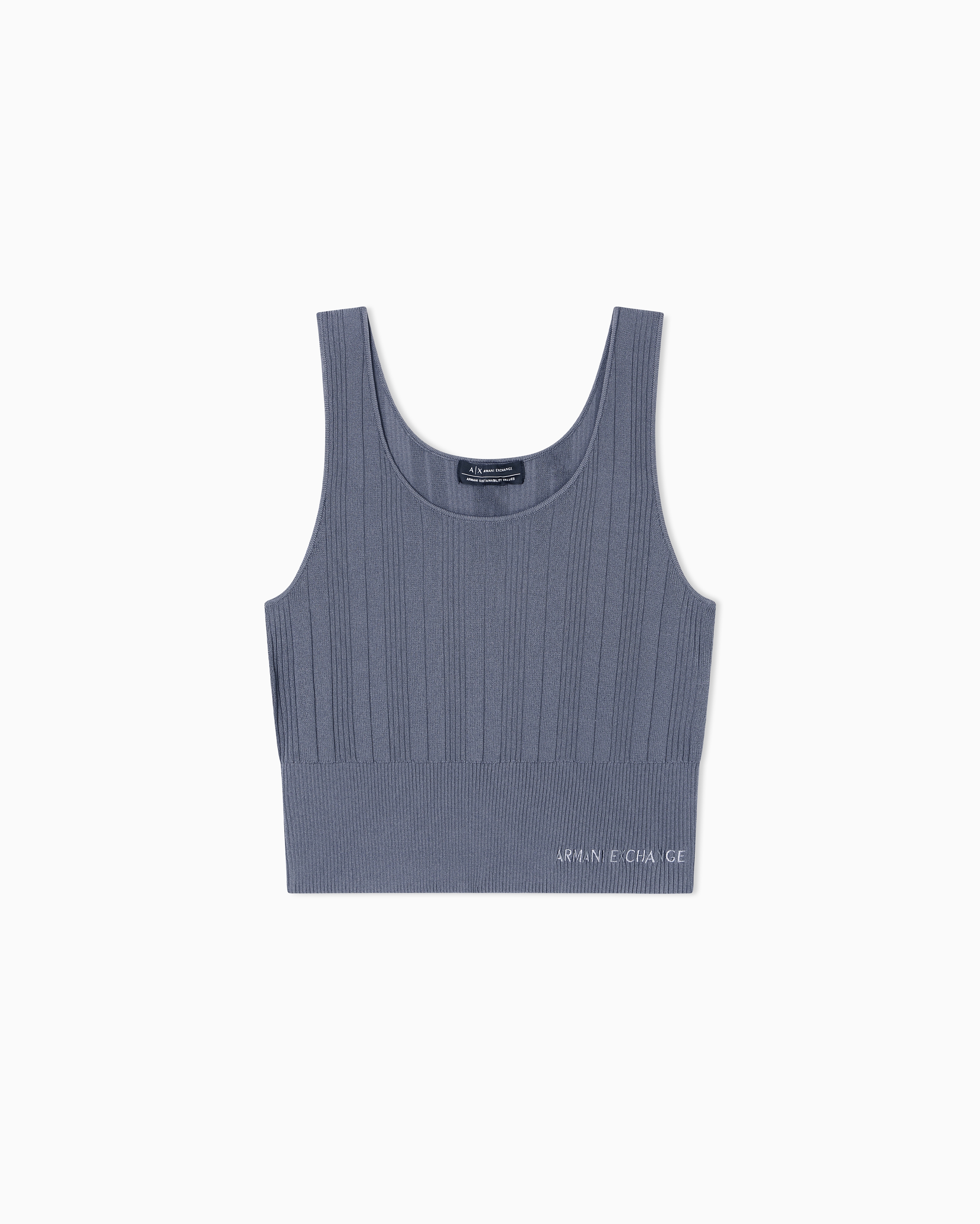 Armani Exchange - Wide ribbed top, Woman, Grey, Size: