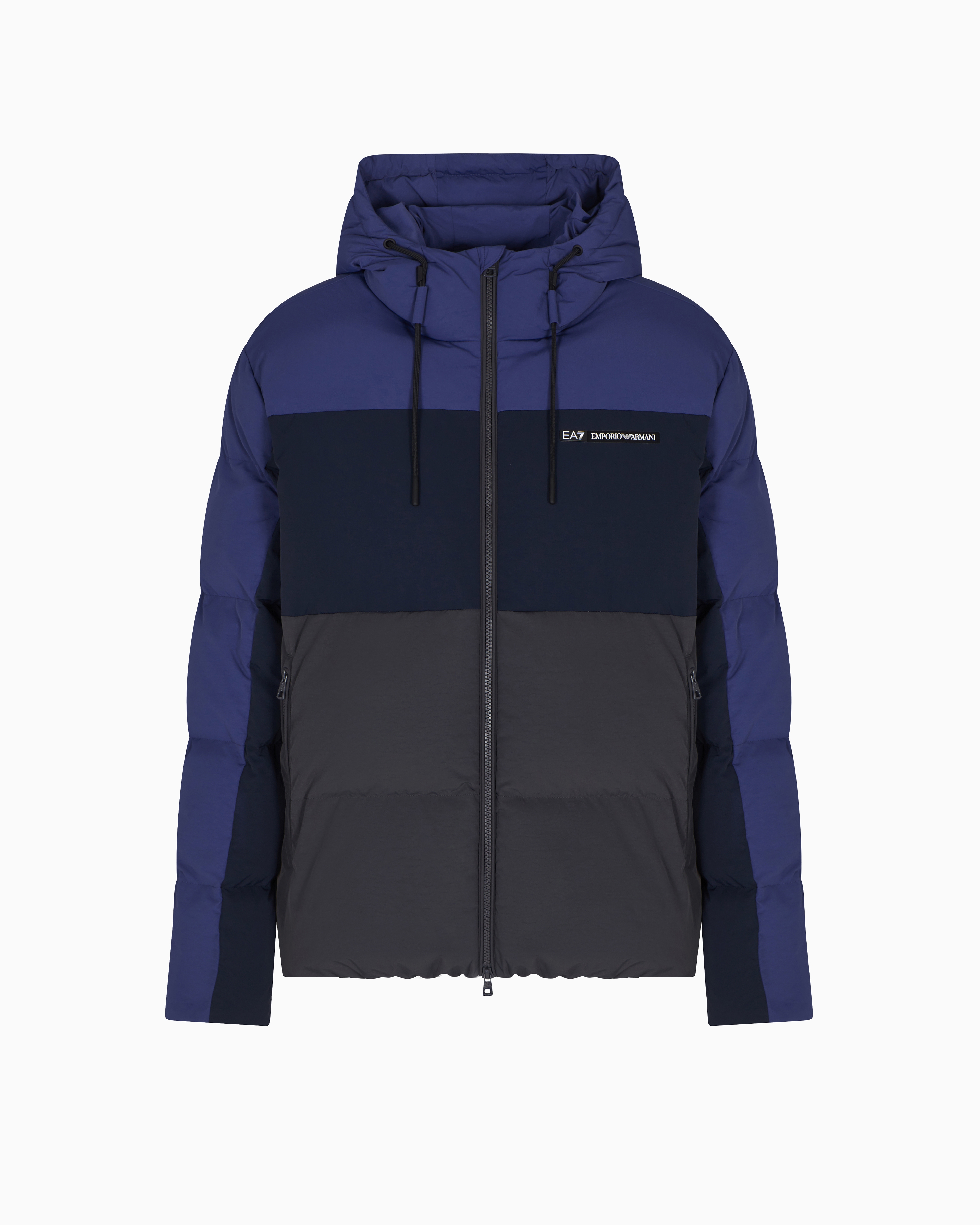 Ea7 Men's Navy Blue Athletic Colour Block Nylon Jacket