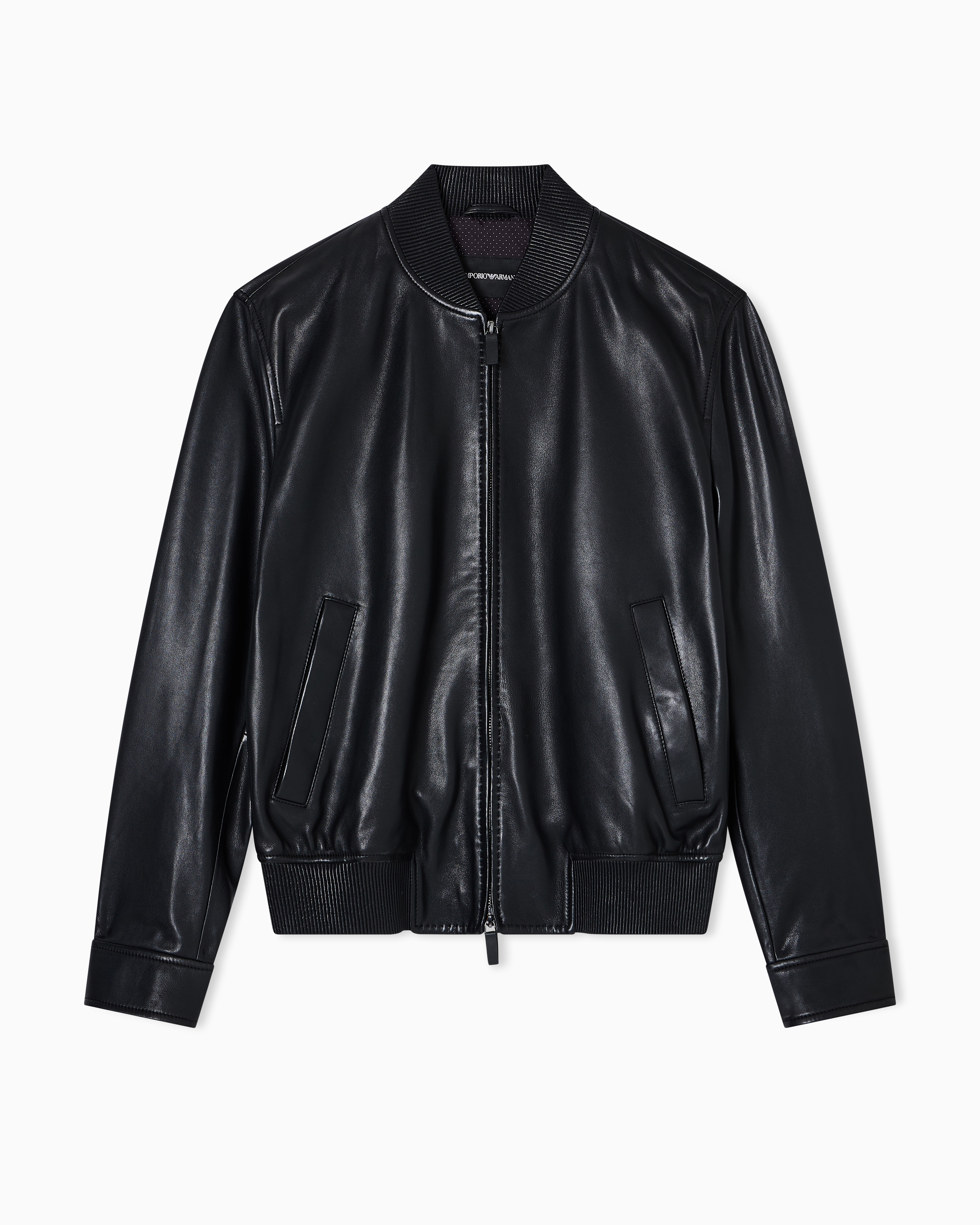 Emporio Armani - Blouson aniline nappa lambskin, Man, Black, Size: