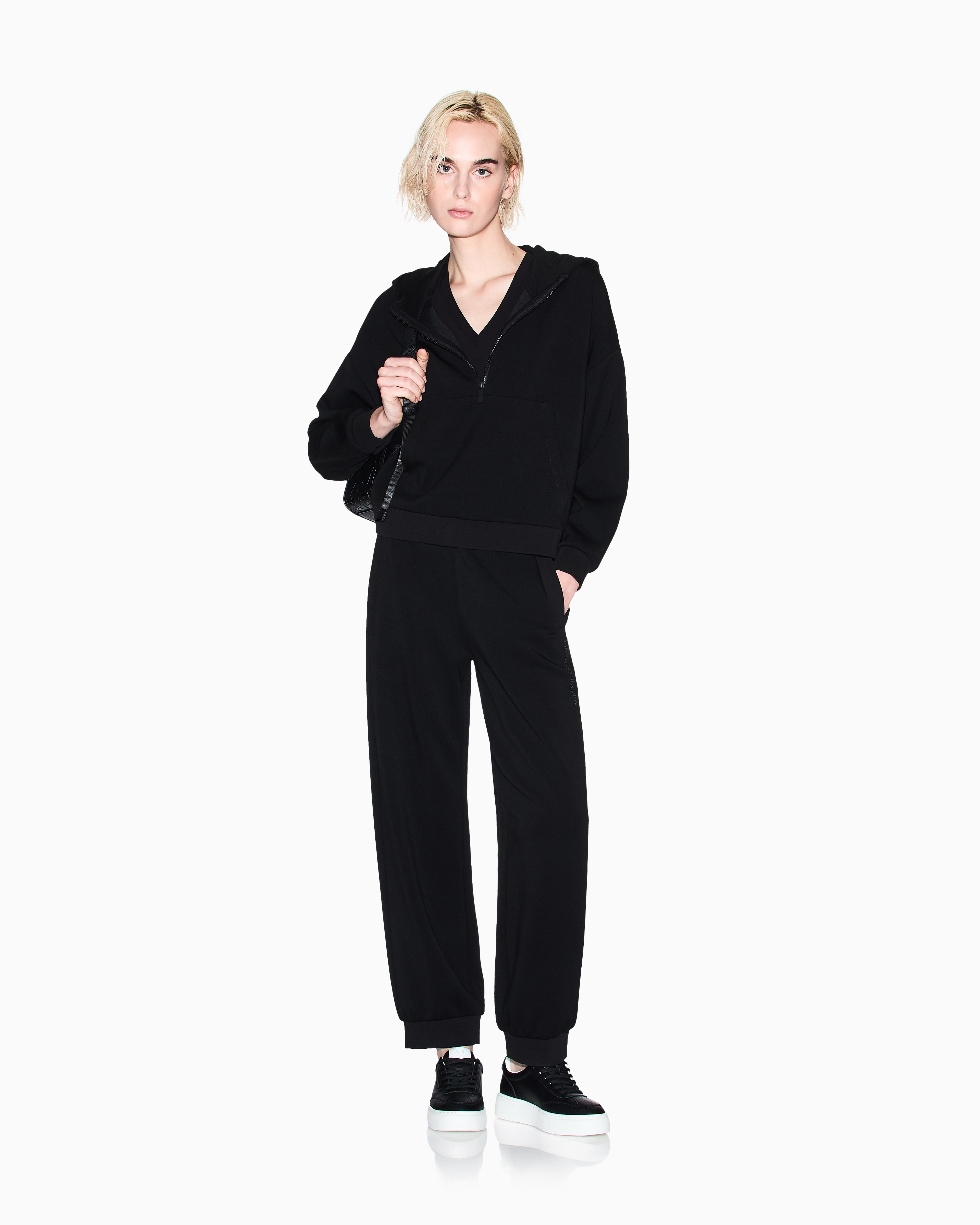 Armani Exchange -  Slim fit T-shirt with logo, Woman, Black, Size: