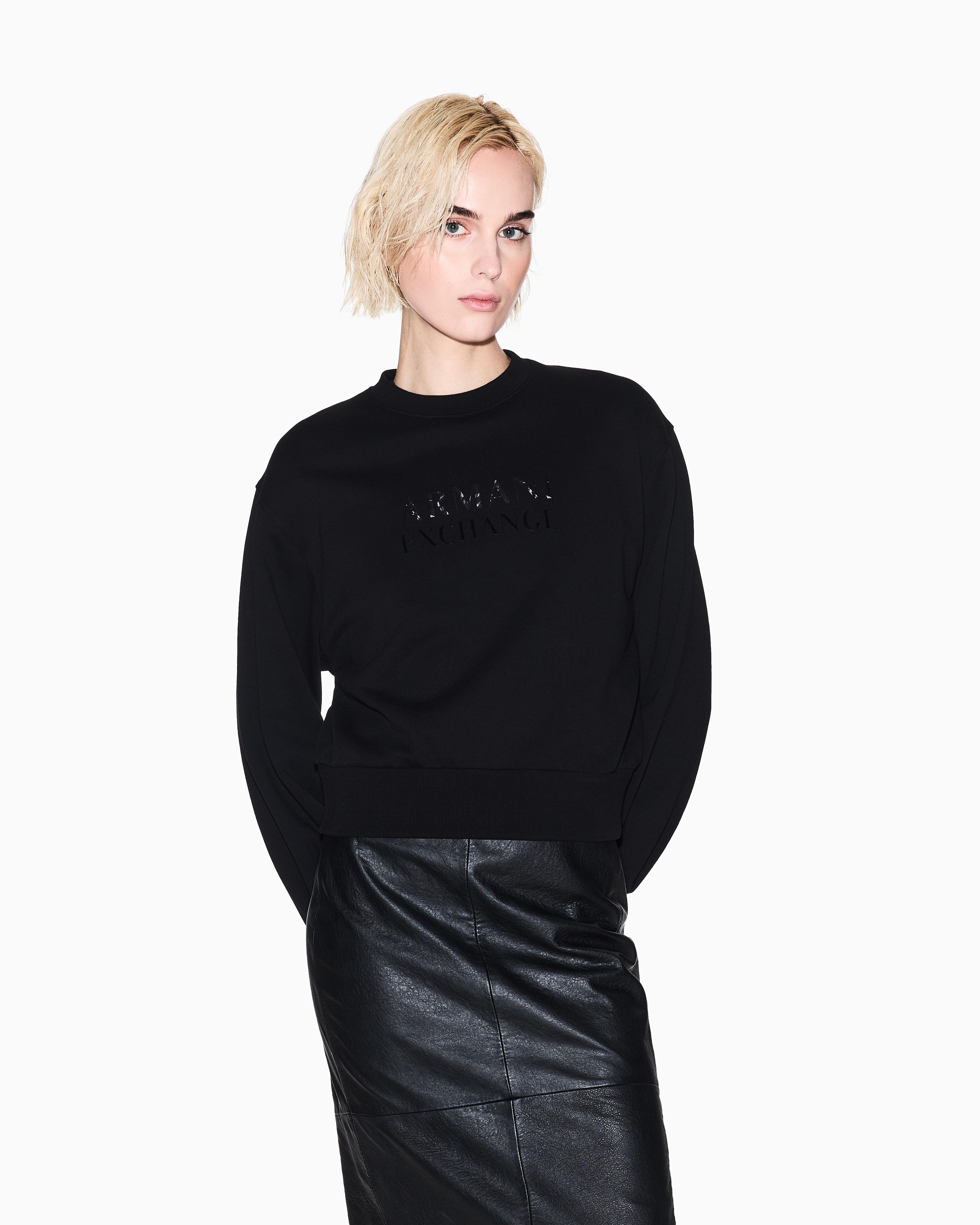 Armani Exchange - Graphic Logo Sweatshirt, Woman, Black, Size: