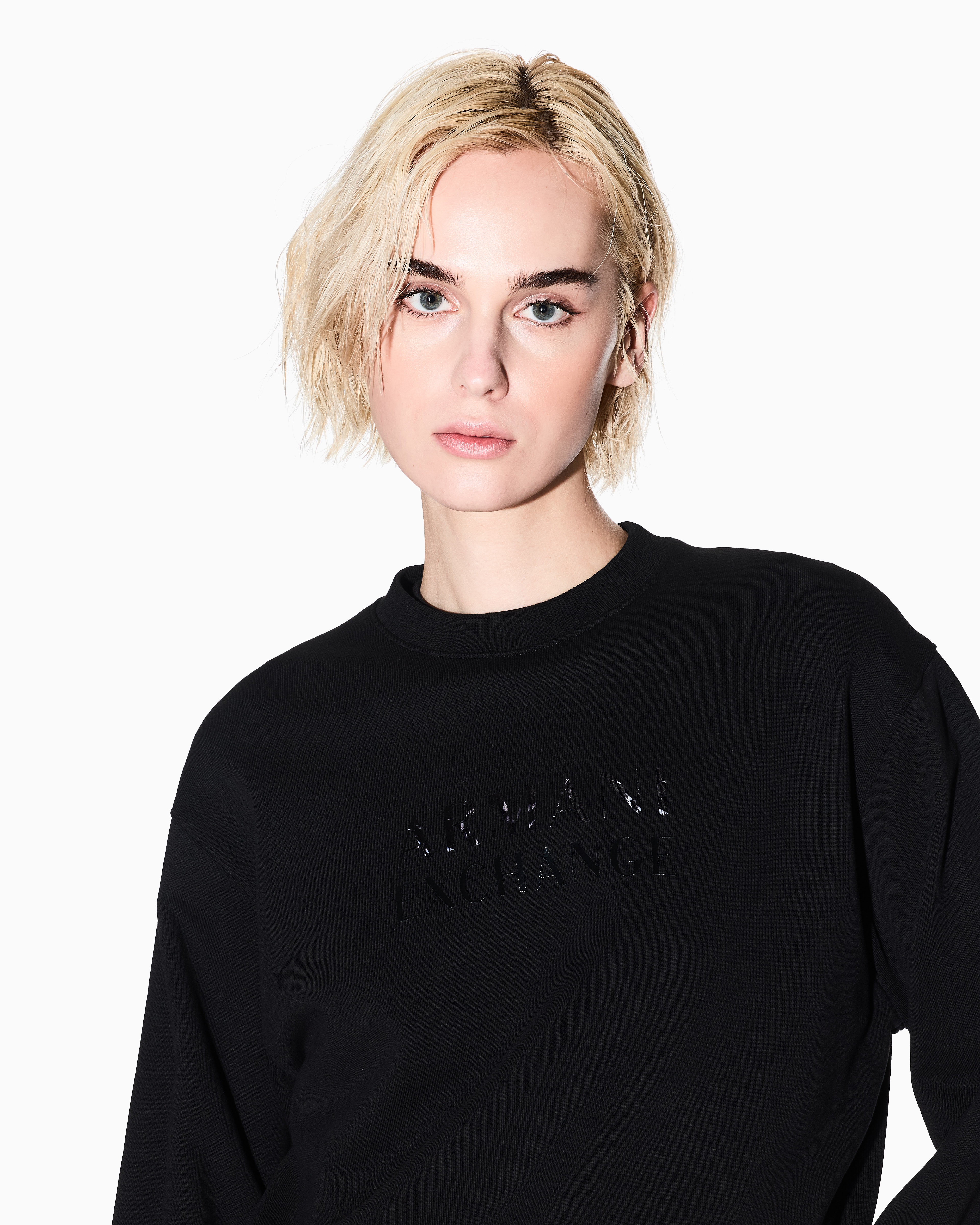 Armani Exchange - Graphic Logo Sweatshirt, Woman, Black, Size: