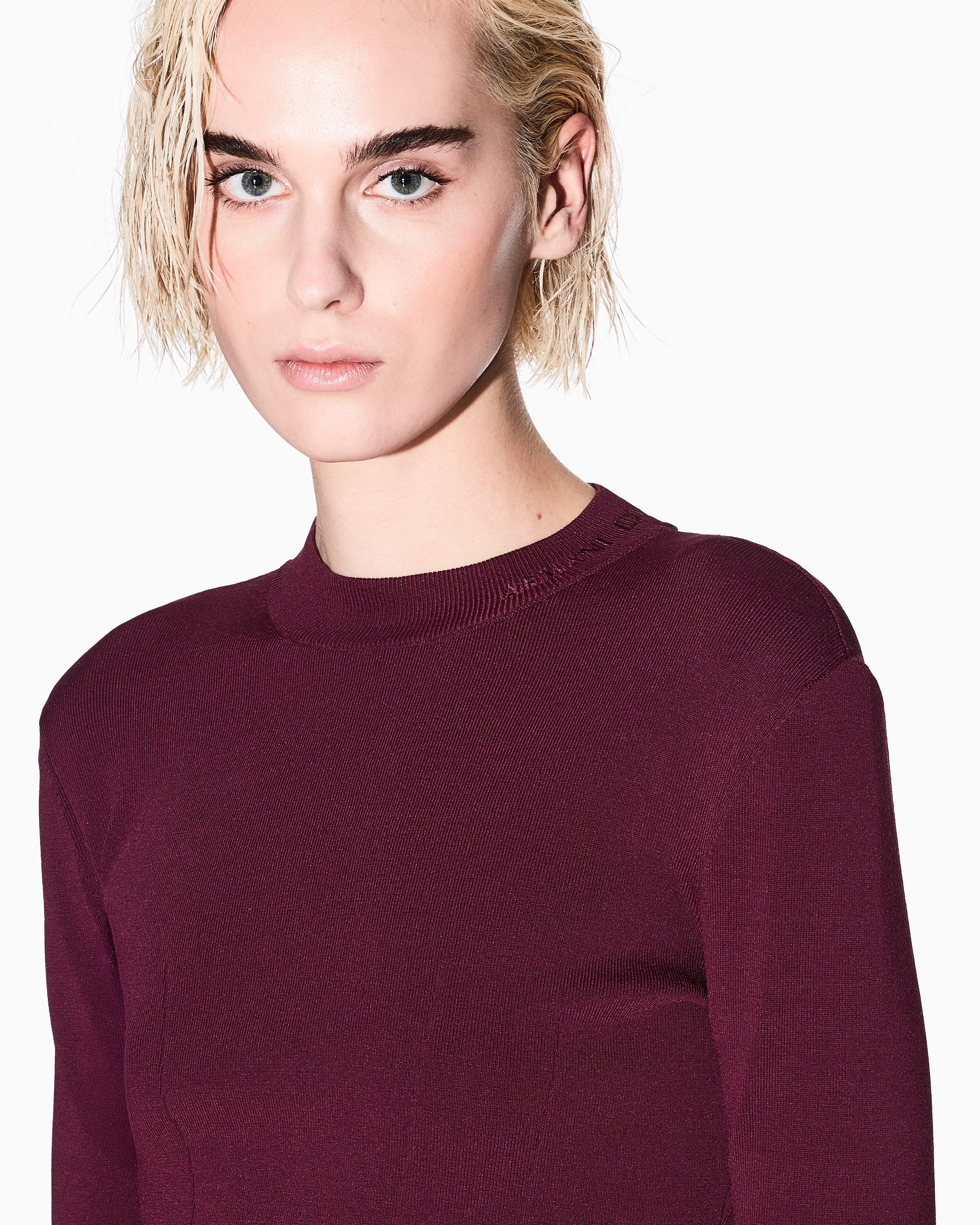 Armani Exchange - Wide rib sweater, Woman, Burgundy, Size: