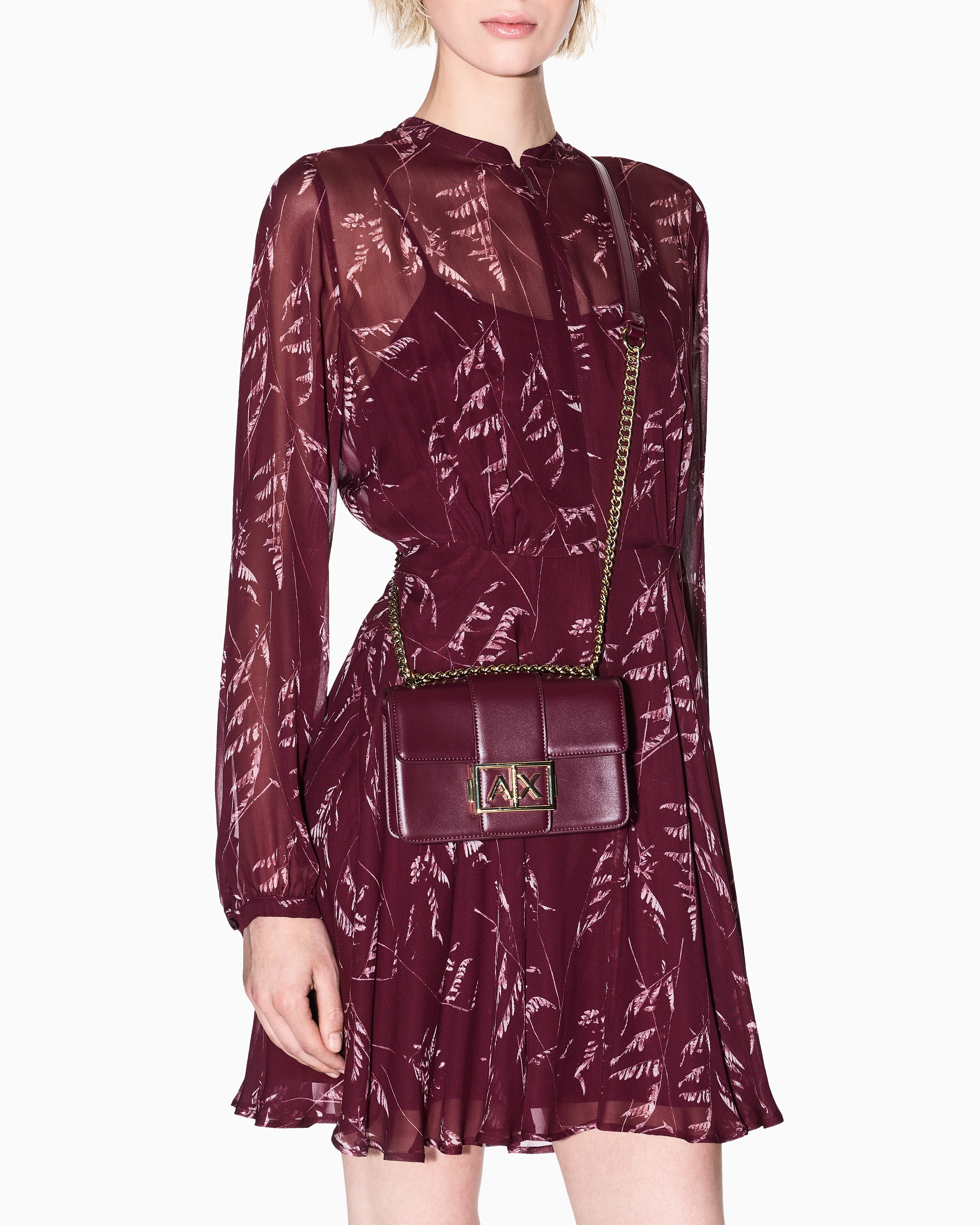Armani Exchange - Shoulder bag with metal logo, Woman, Burgundy, Size: TU