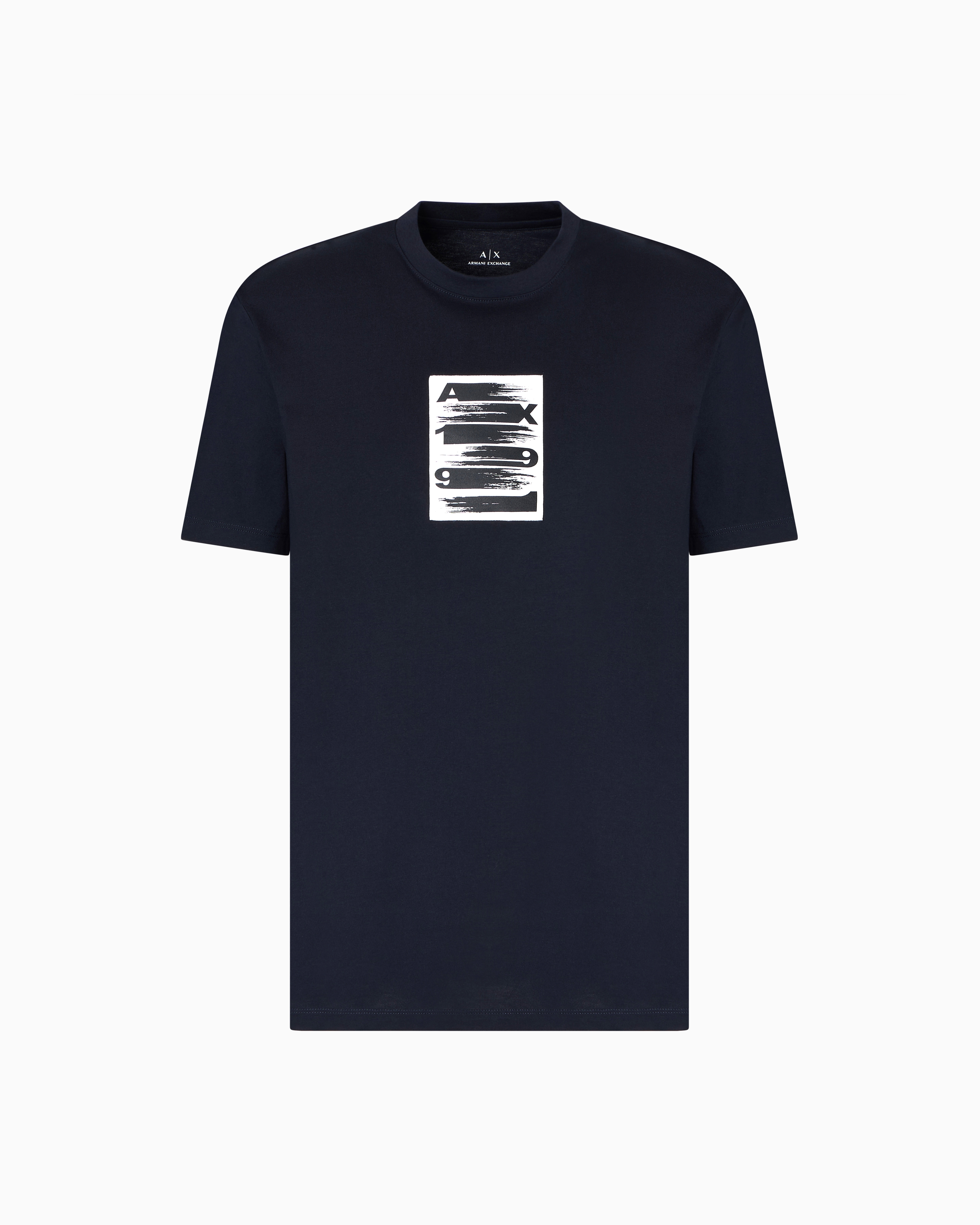 Armani Exchange - Regular fit T-shirt with abstract logo, Man, Navy Blue, Size: