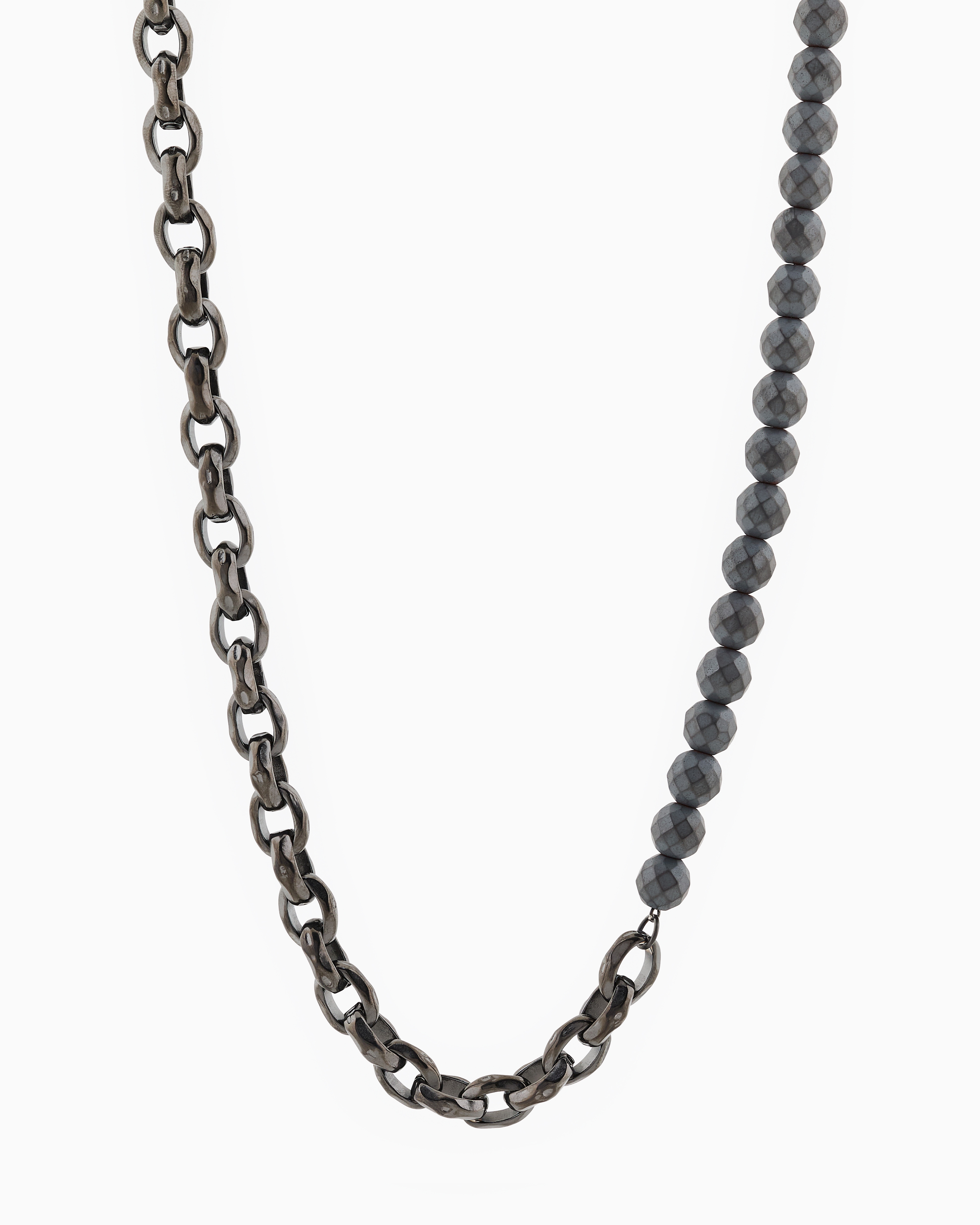 Armani Exchange Men's Multicolored Gunmetal Hematite Chain Necklace