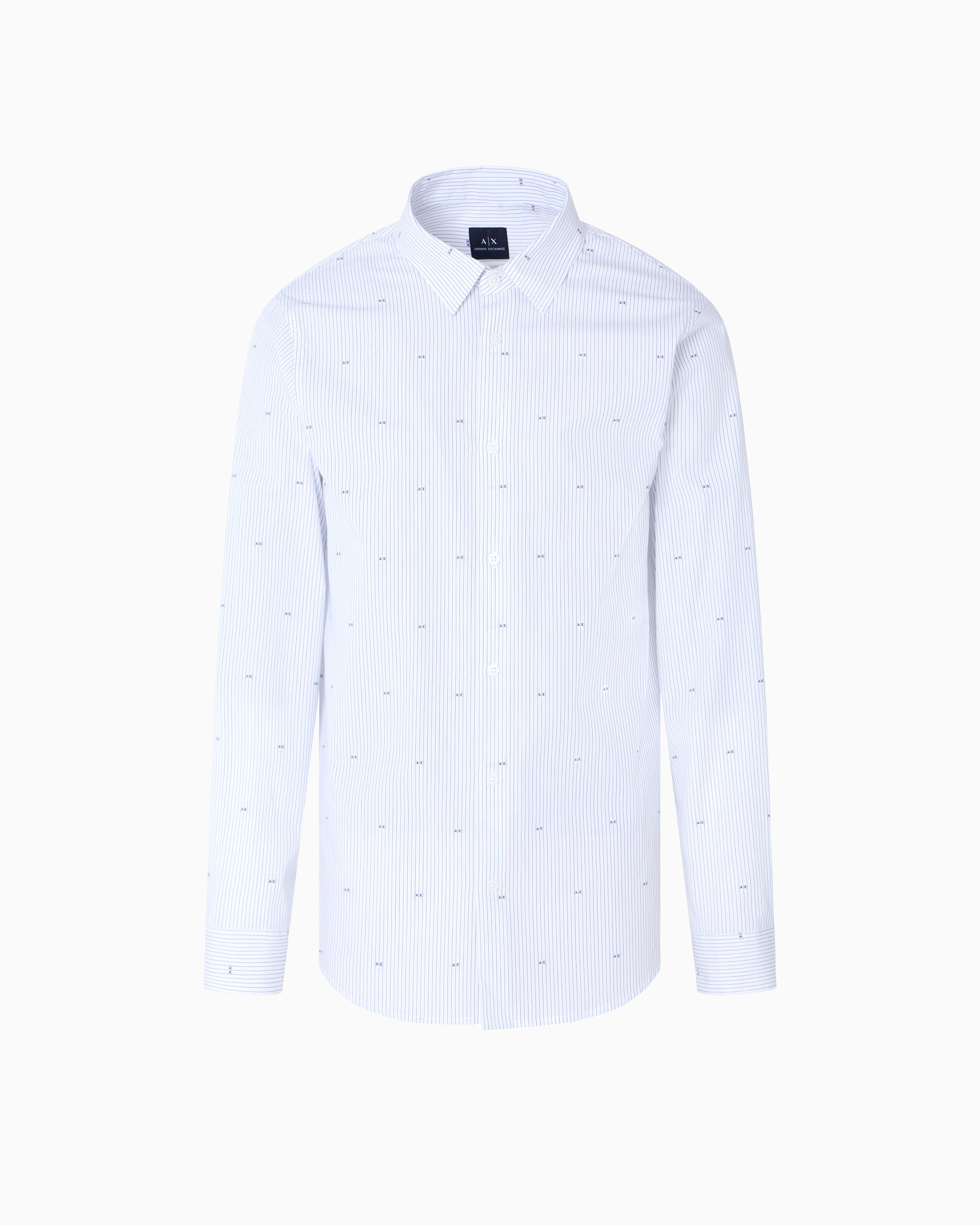 Armani Exchange - Regular fit cotton jacquard shirt, Man, White, Size: