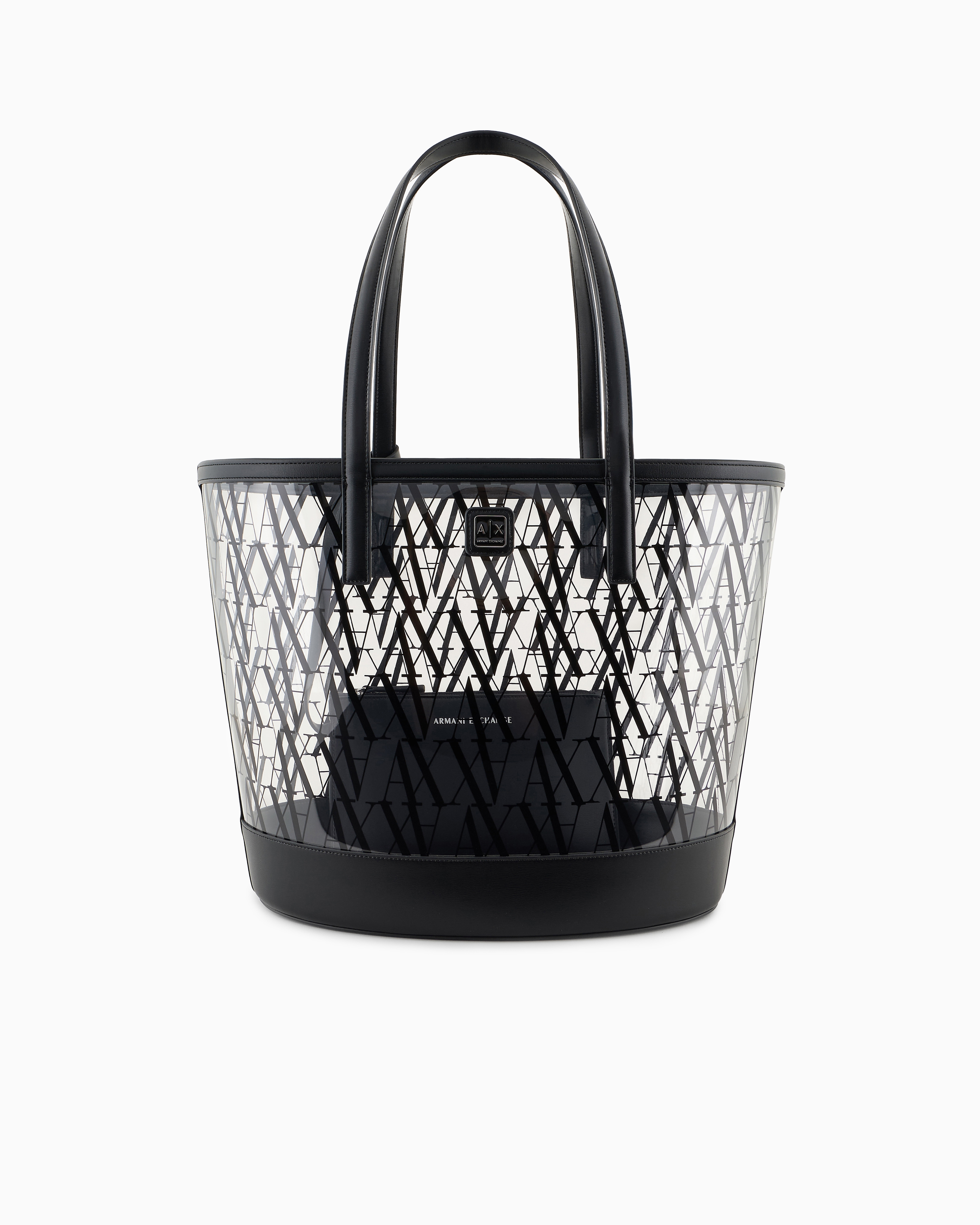 Transparent shopper bag with allover logo