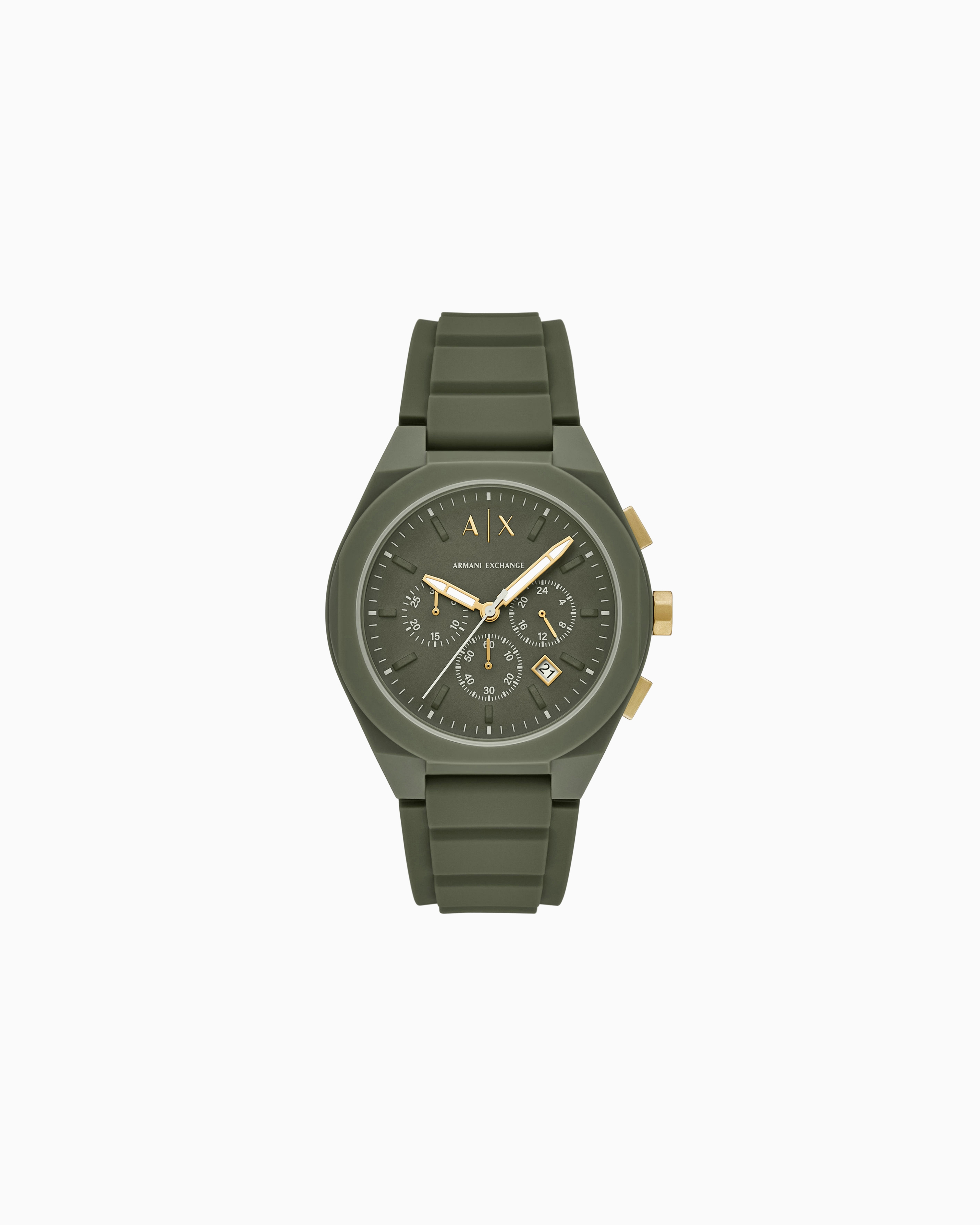 Armani Exchange - Chronograph Green Silicone Watch, Man, Multicoloured, Size: TU