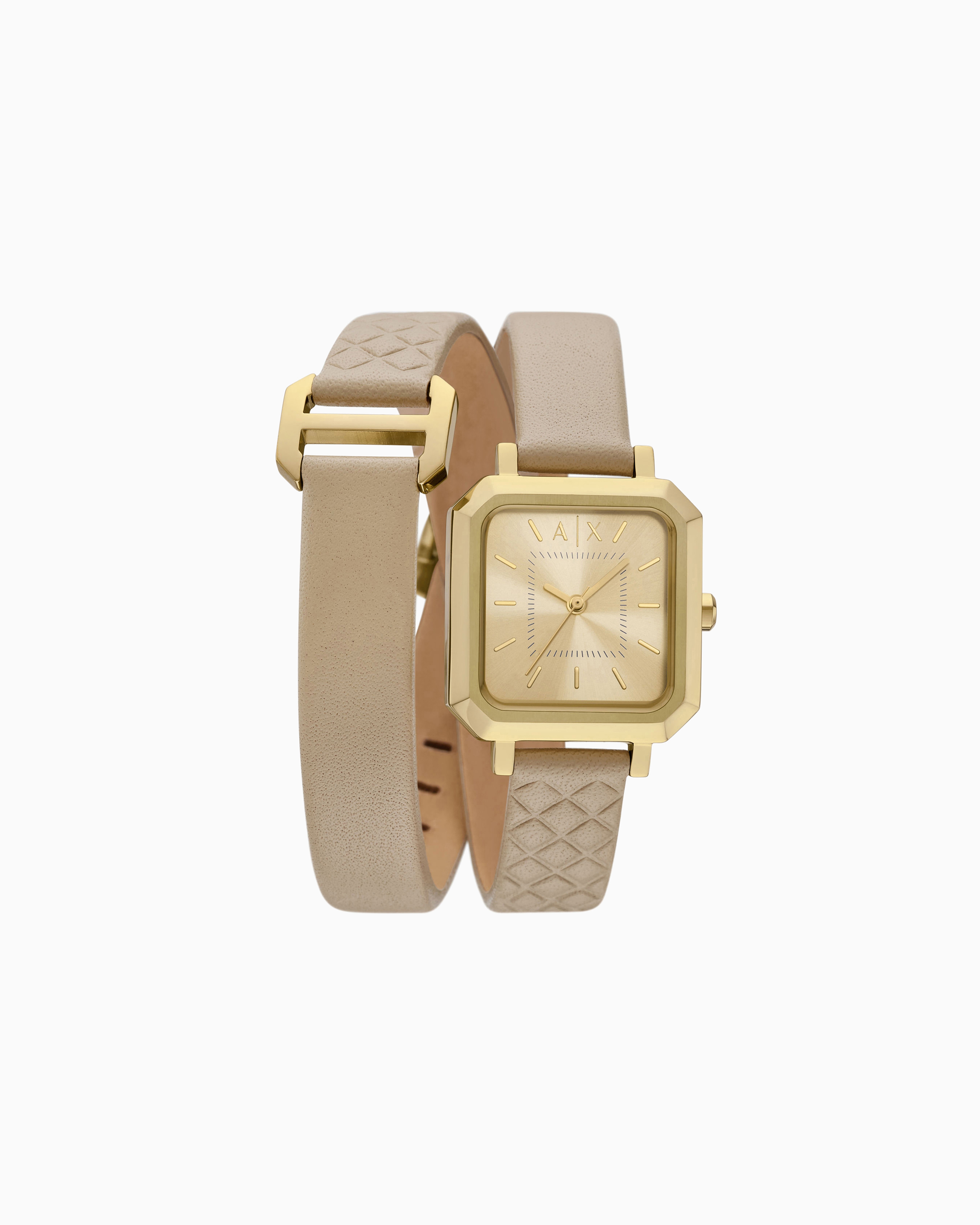 Armani Exchange -  Three-Hand Brown Leather Watch, Woman, Multicoloured, Size: TU