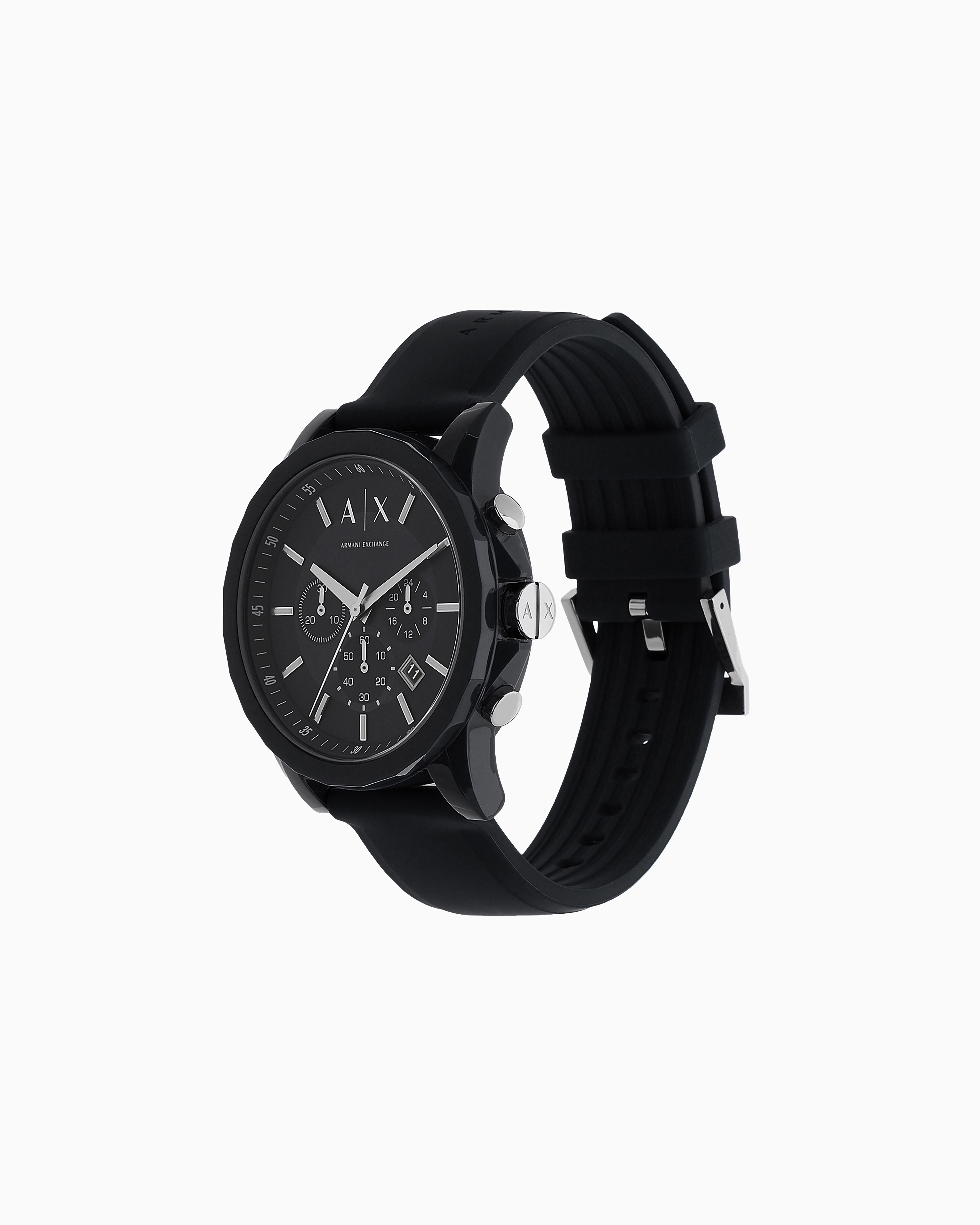 Armani Exchange - Armani Exchange Chronograph Black Silicone Watch, Man, Black, Size: TU