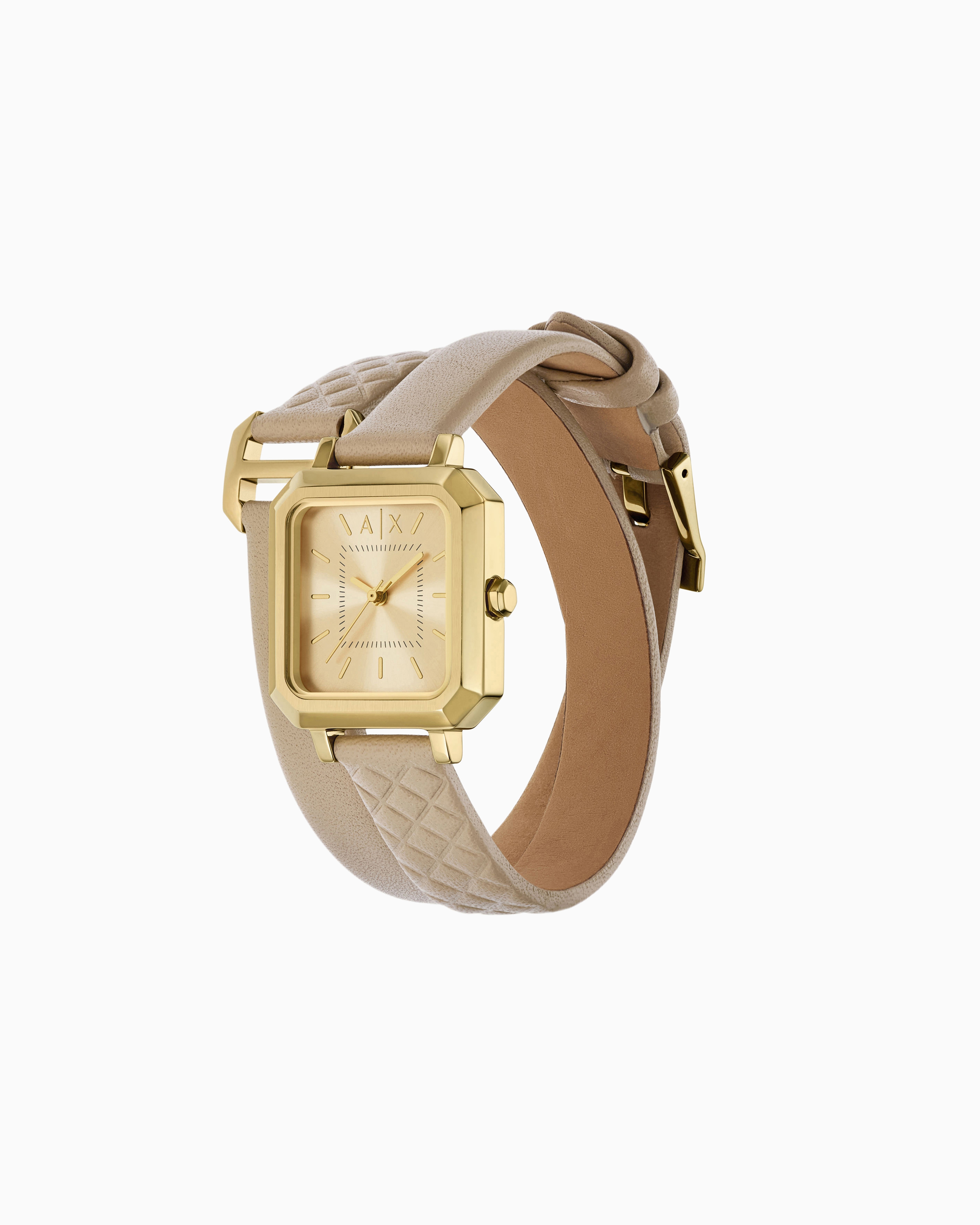 Armani Exchange - Three-Hand Brown Leather Watch, Woman, Multicoloured, Size: TU