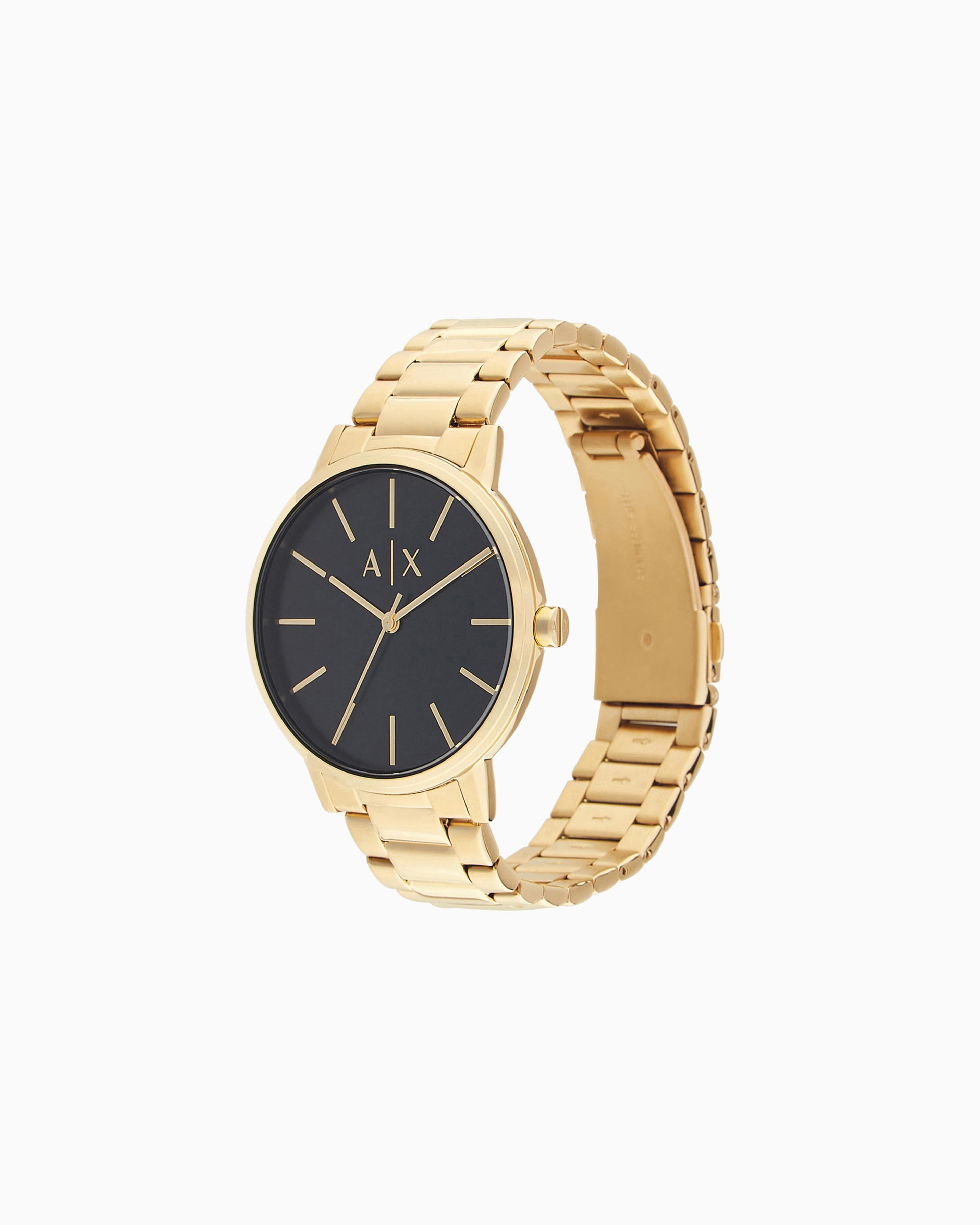 Armani Exchange - Armani Exchange Three-Hand Gold-Tone Stainless Steel Watch and Bracelet Gift Set, Man, Multicoloured, Size: TU