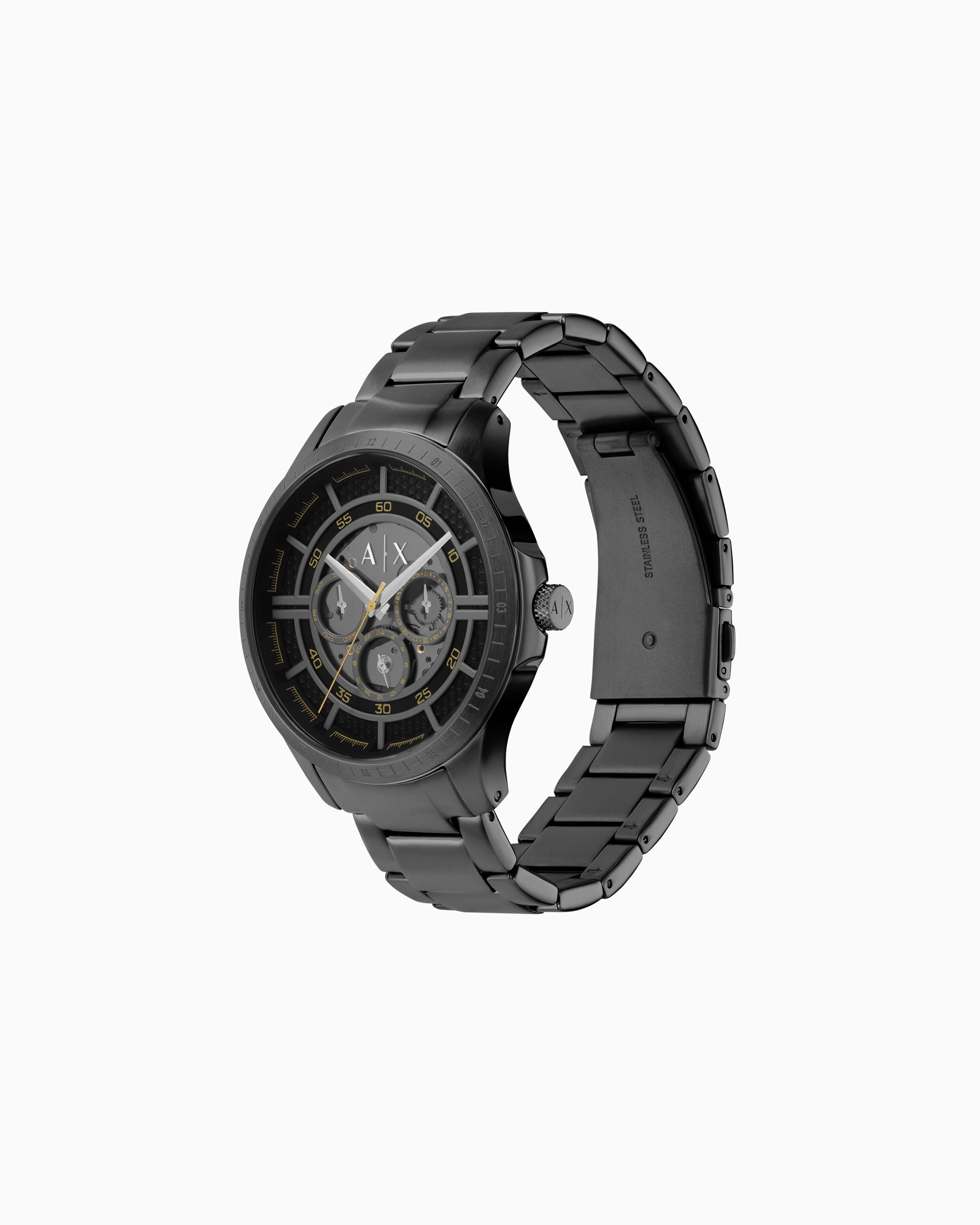 Armani Exchange - Armani Exchange Multifunction Black Stainless Steel Watch, Man, Multicoloured, Size: TU