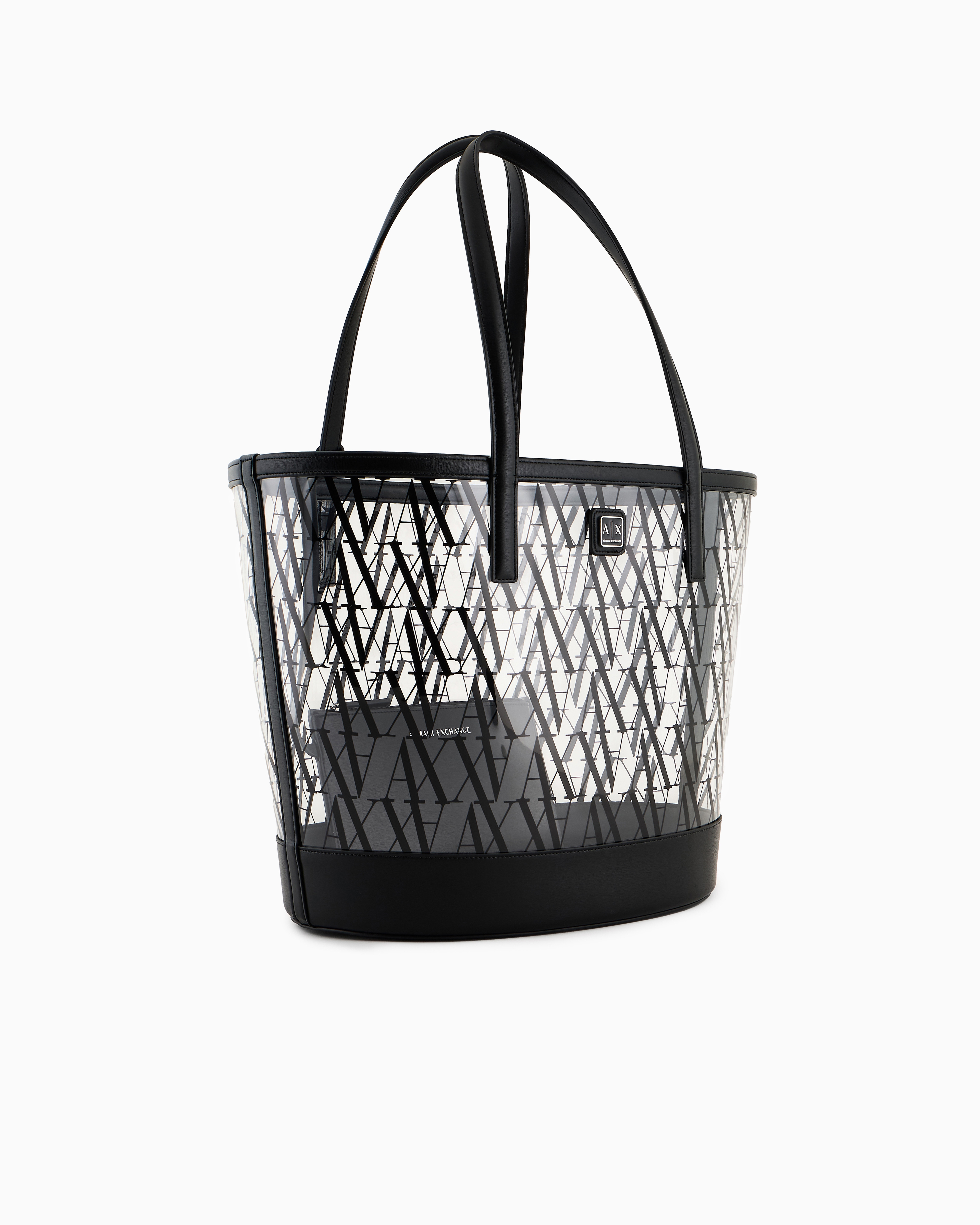 Transparent shopper bag with allover logo