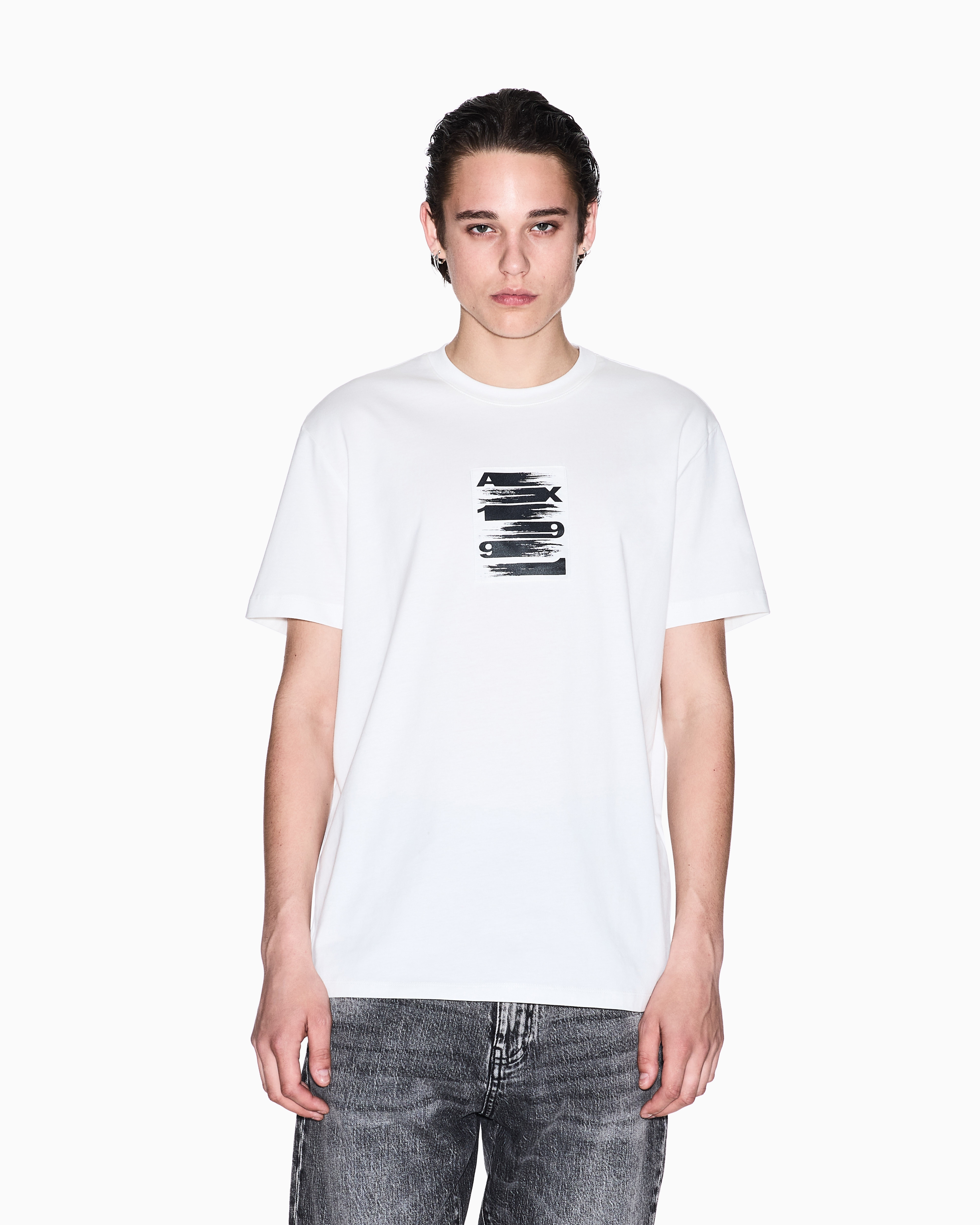 Armani Exchange - Regular fit T-shirt with abstract logo, Man, White, Size: