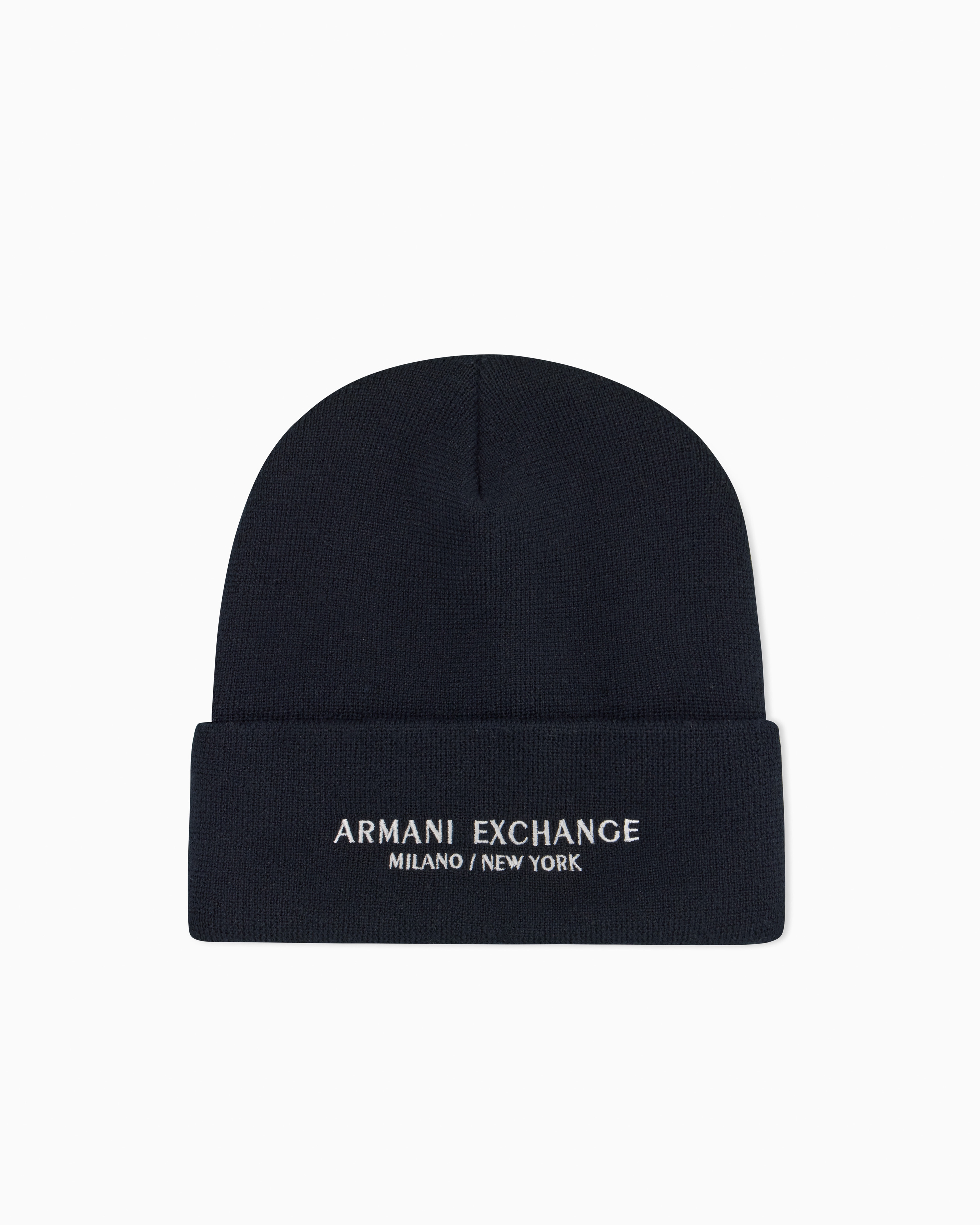 Armani Exchange - Beanie Hat Milano / New York ASV, Man, Navy Blue, Size: TU