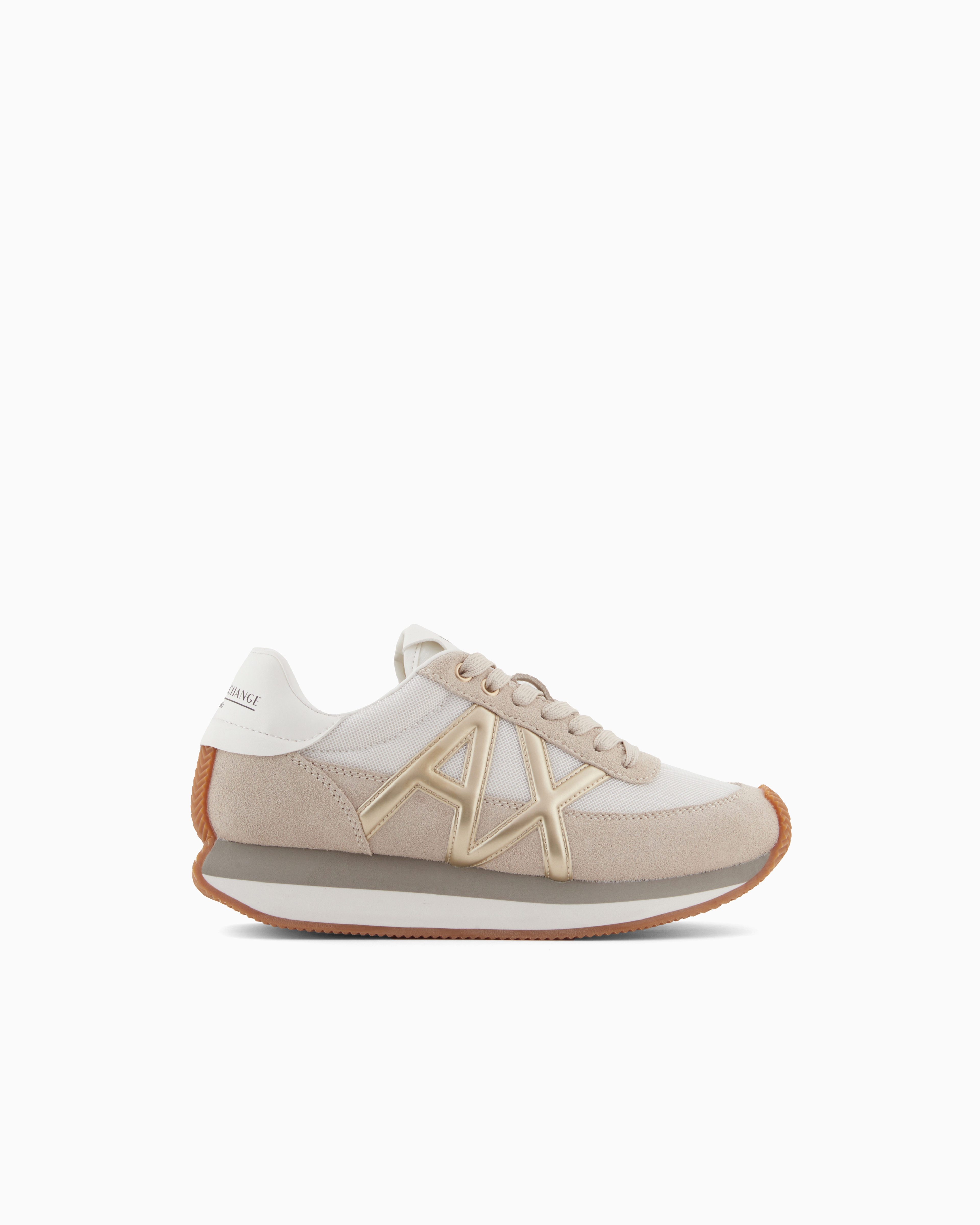 Running style sneakers with logo