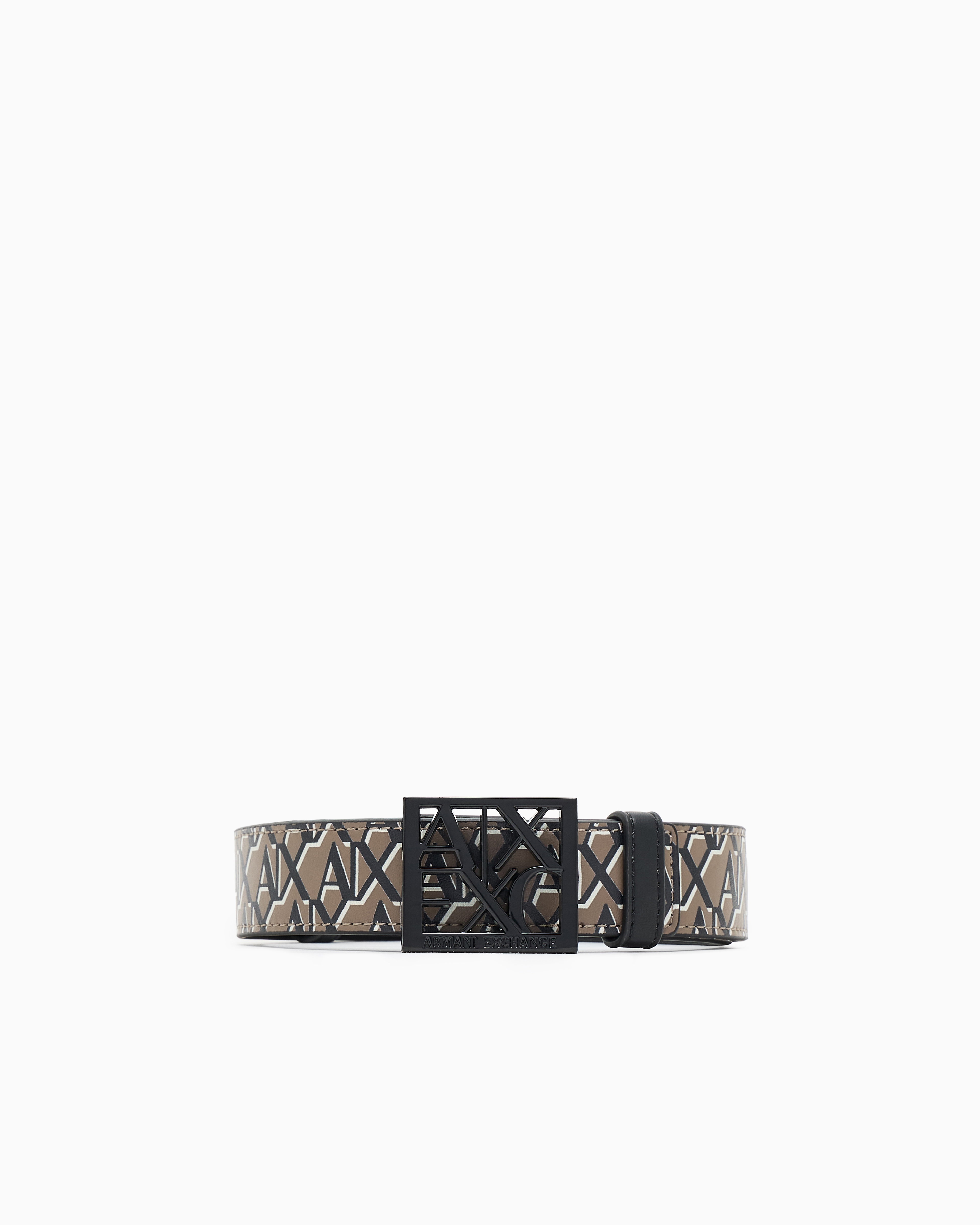 Armani Exchange Brown Belt With Logo Motif