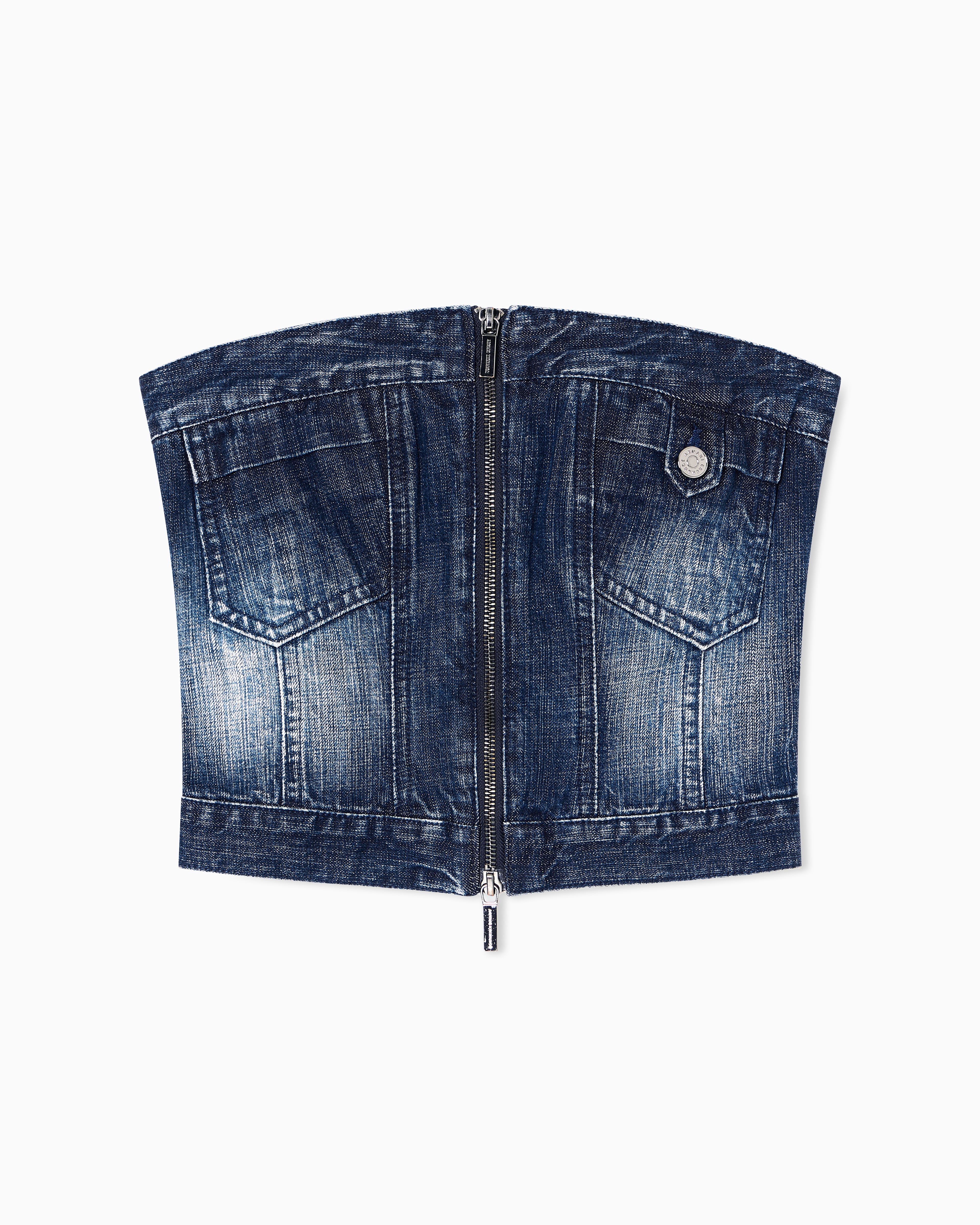 Indigo denim zip top