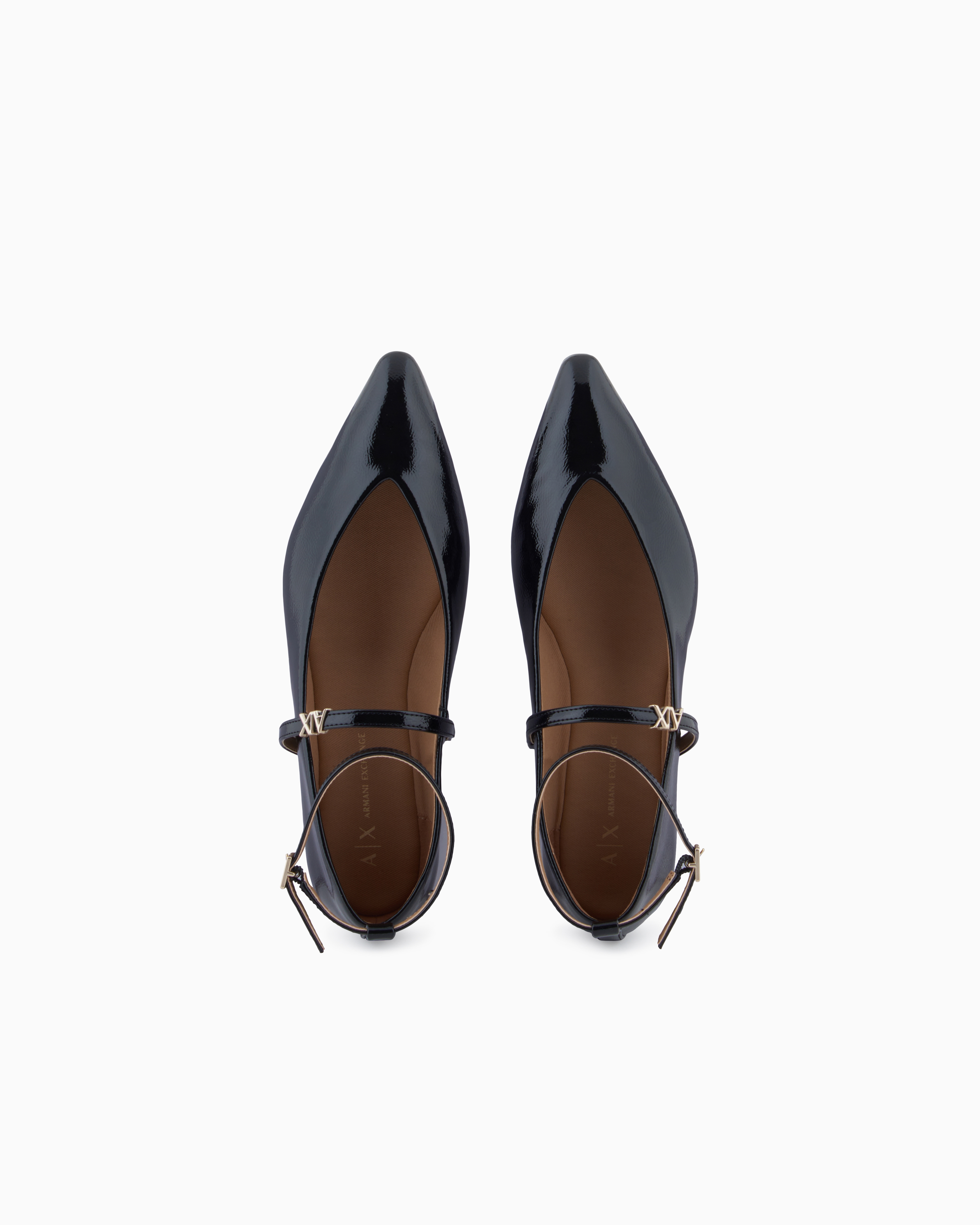 Armani Exchange - Pointed toe ballerinas with straps, Woman, Black, Size:
