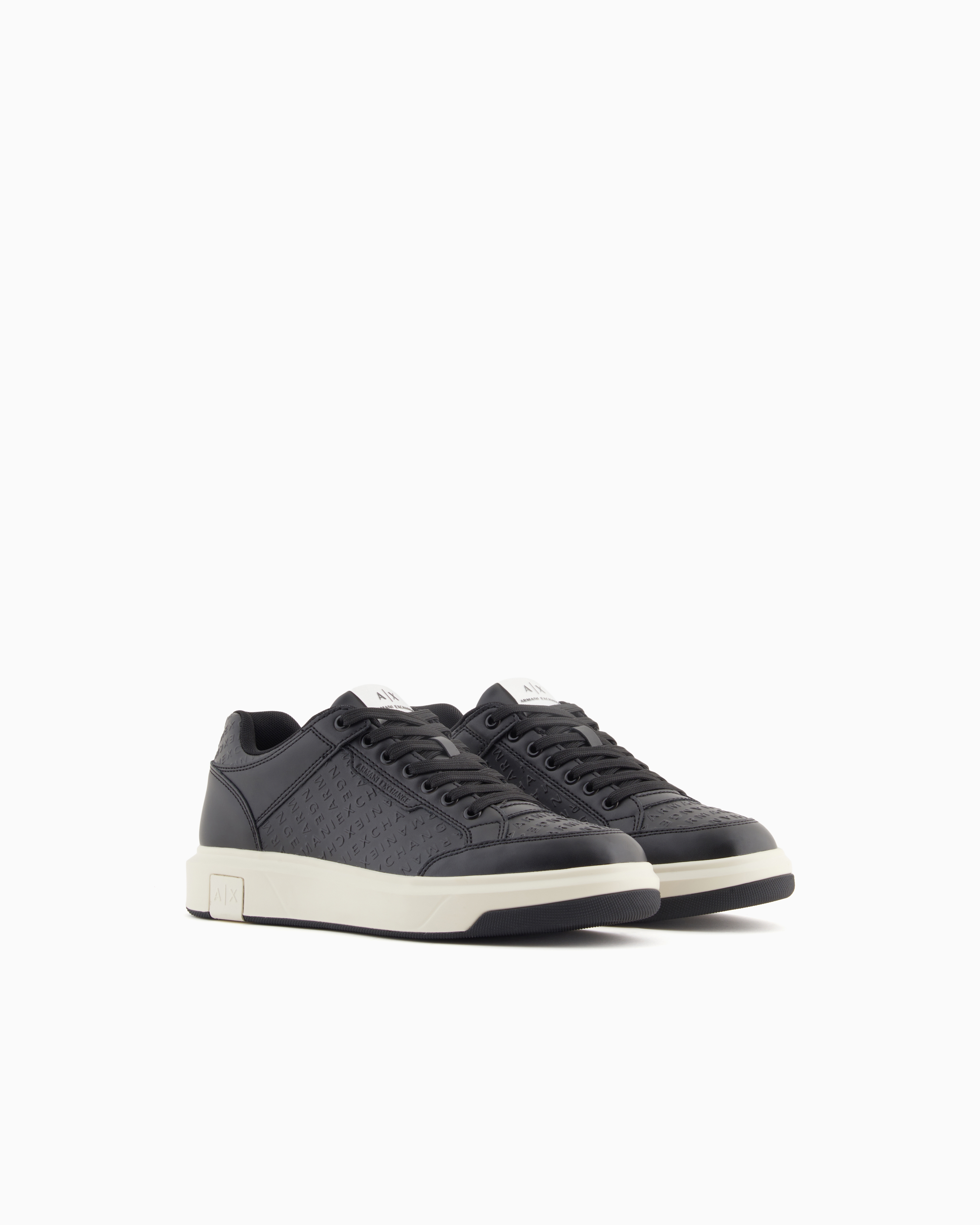 Armani Exchange - Sneakers with allover logo, Man, Black, Size: