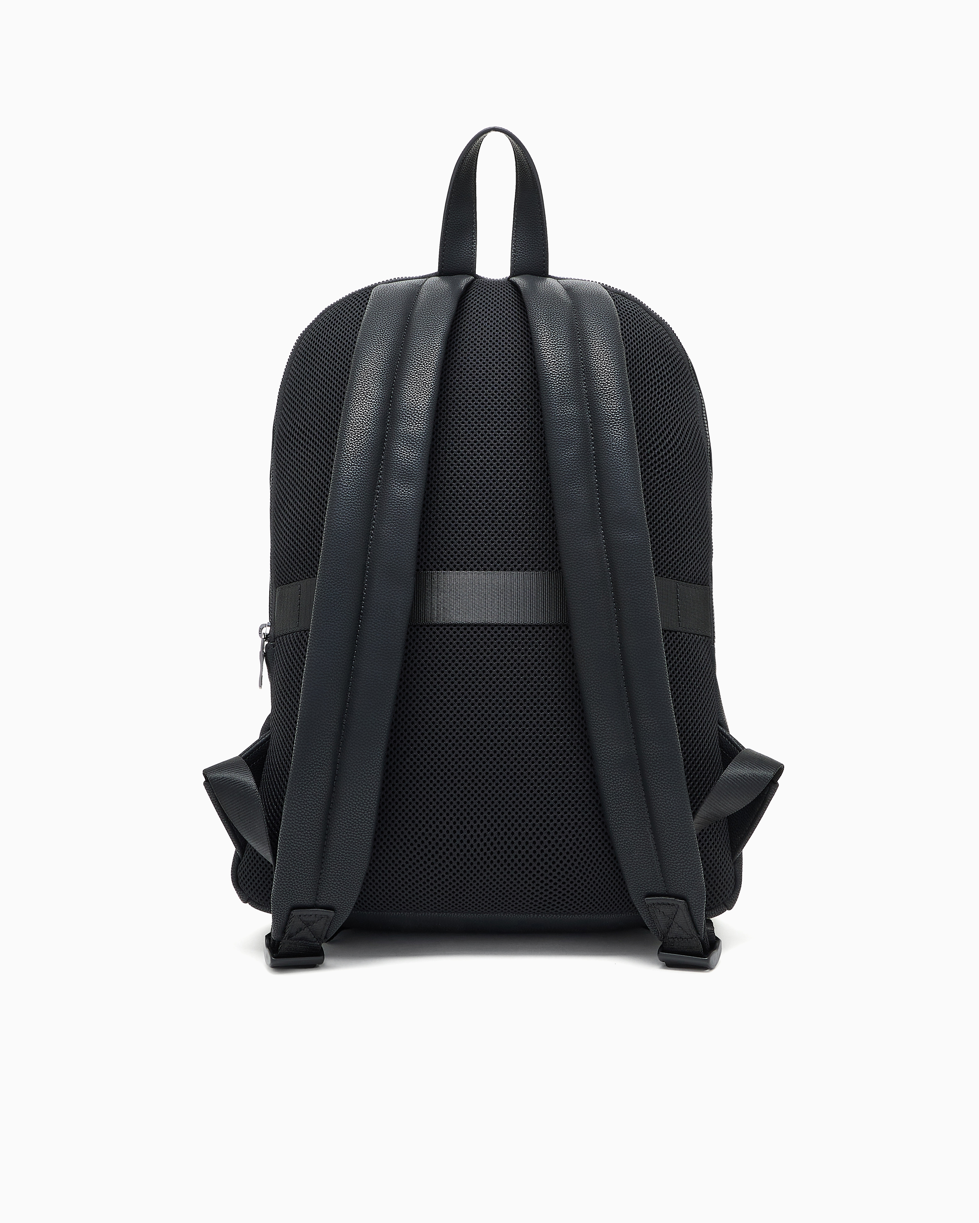 Armani Exchange - Shiny effect backpack with pocket, Man, Black, Size: TU