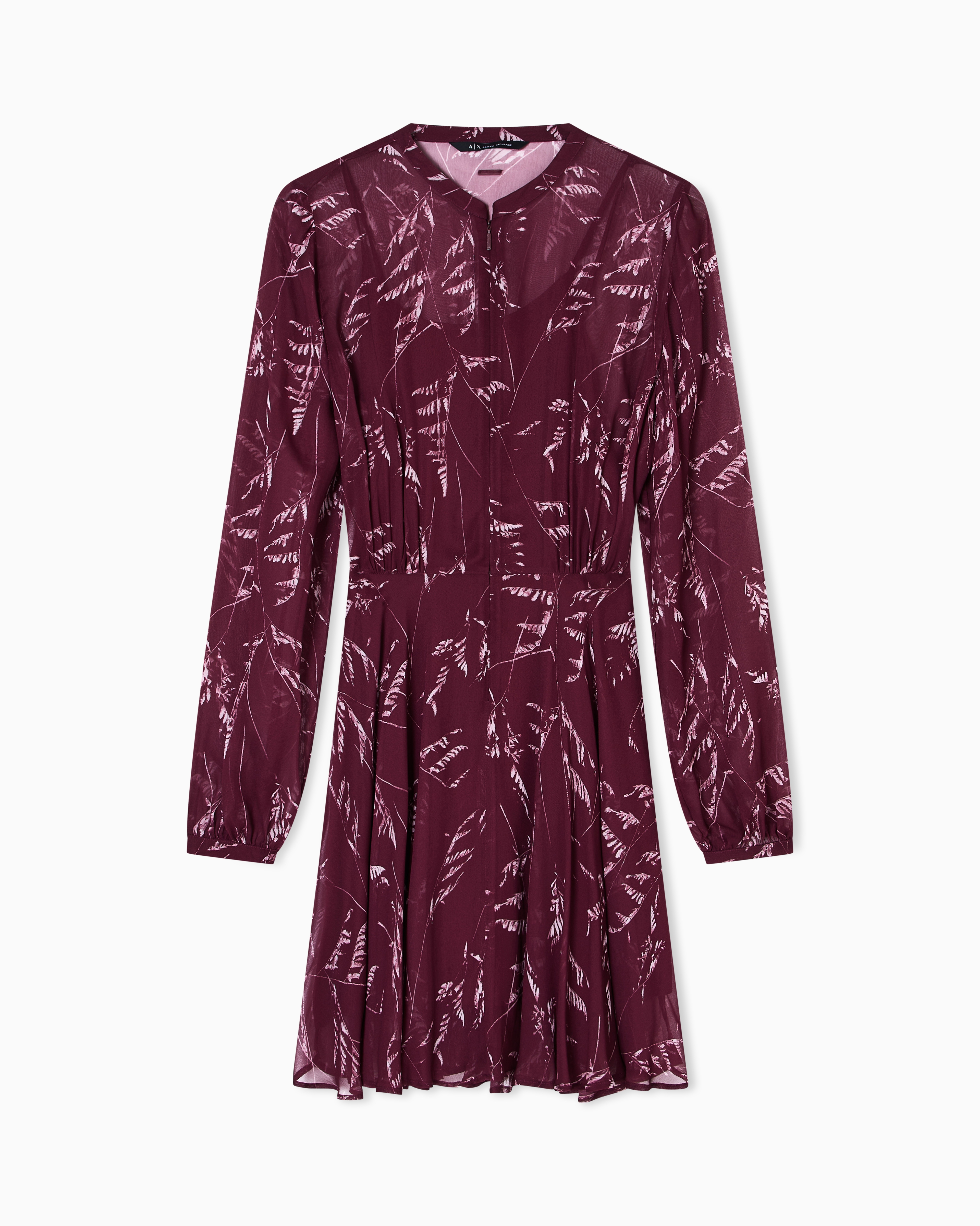 Foliage Print Chiffon Midi Dress