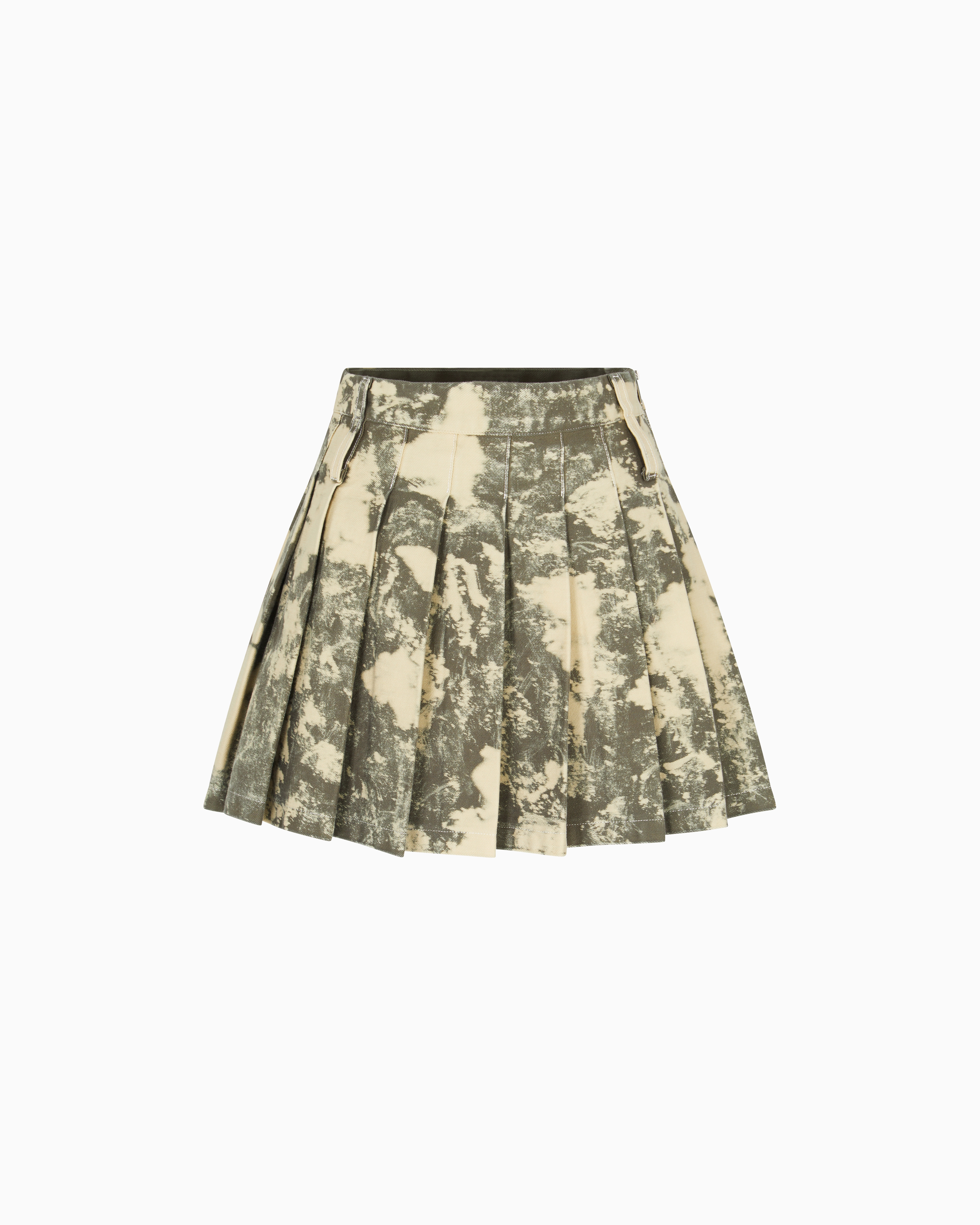 Emporio Armani - New York capsule collection tie-dye effect garment-dyed drill pleated skirt, Woman, Brown, Size:
