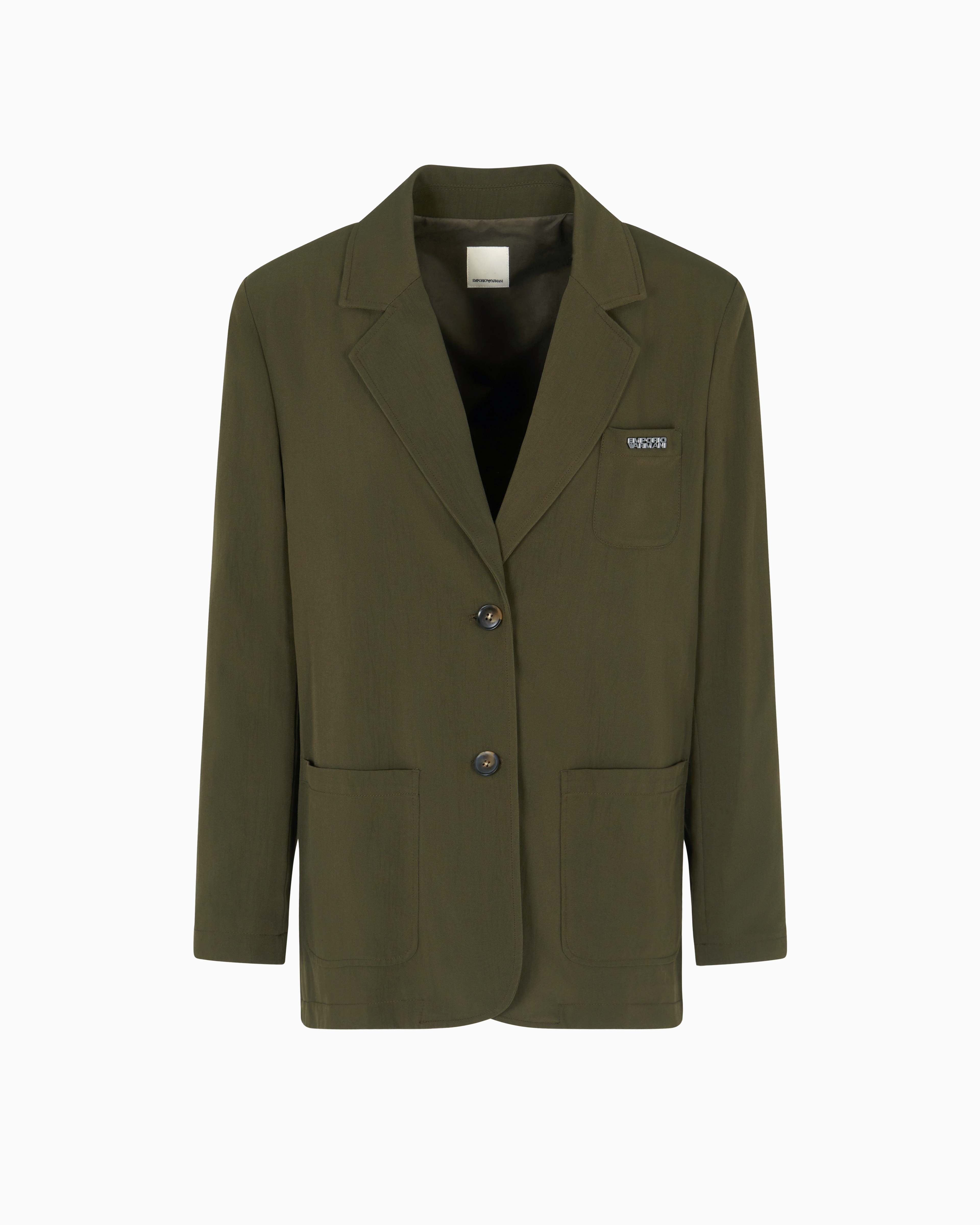 Emporio Armani Green New York Capsule Collection Single-Breasted Canvas Blazer