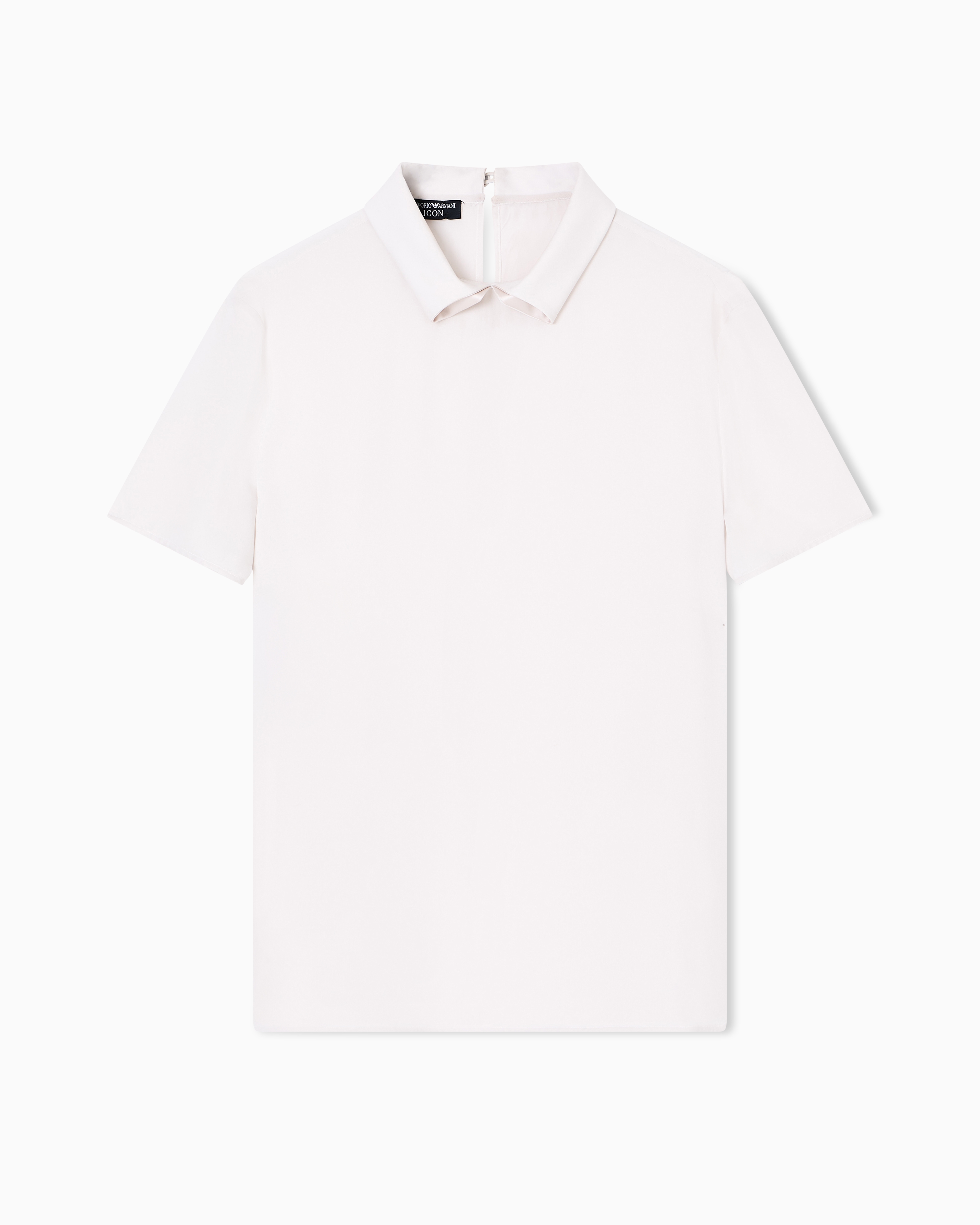 Emporio Armani - Icon silk double-georgette, short-sleeved blouse, Woman, White, Size: