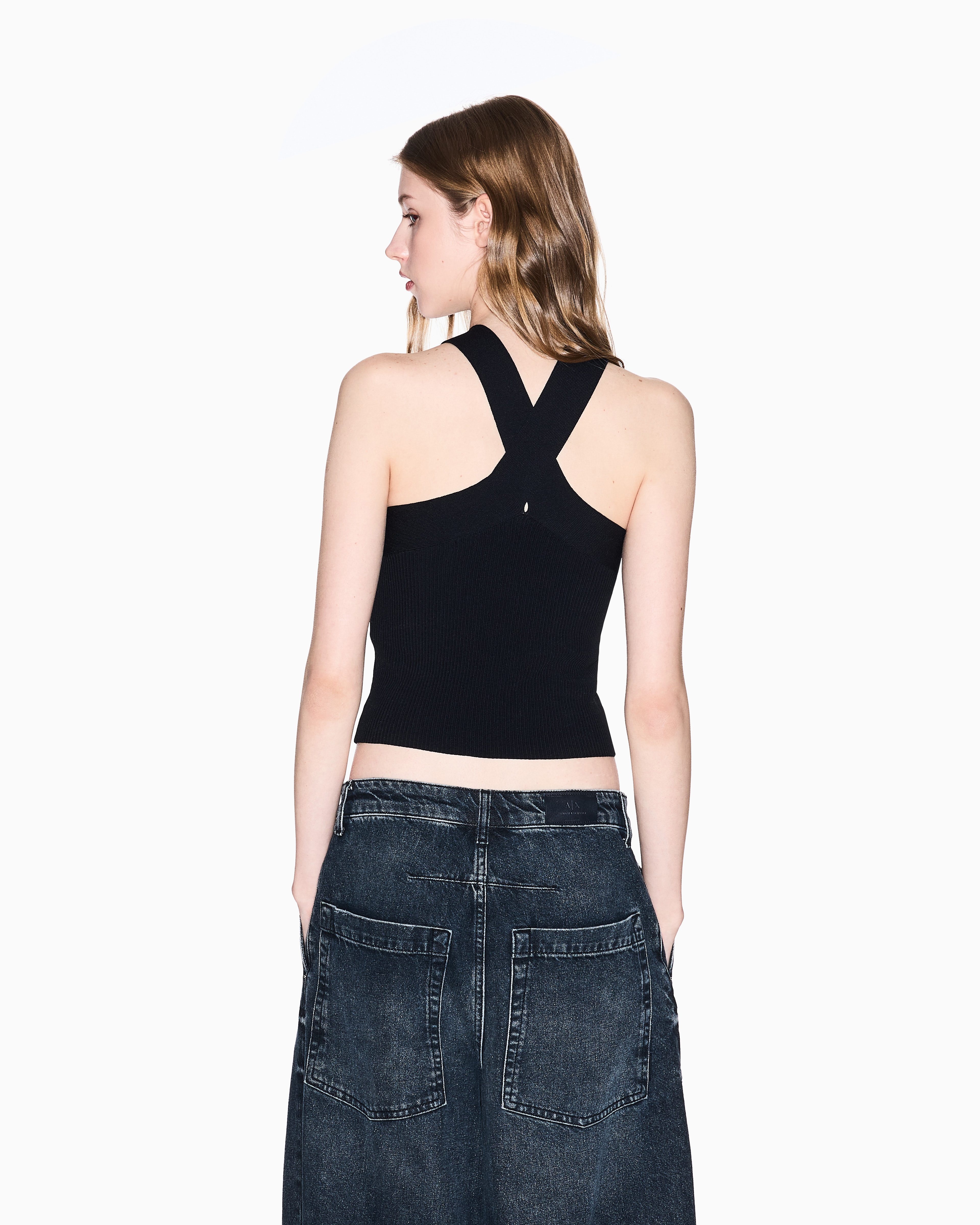 Armani Exchange -  Top with crisscross design, Woman, Black, Size: