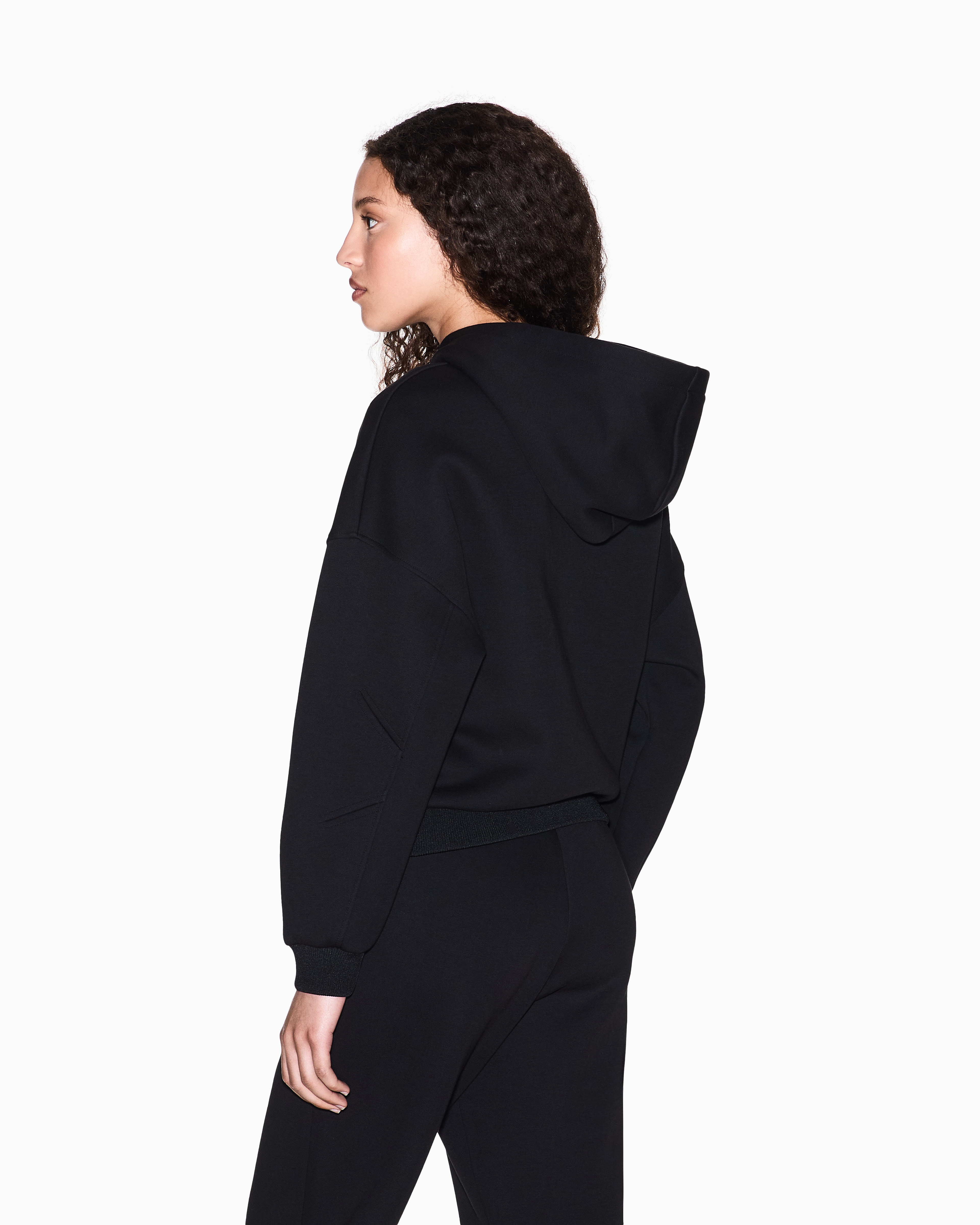 Armani Exchange - Hoodie soft fleece fabric, Woman, Black, Size: