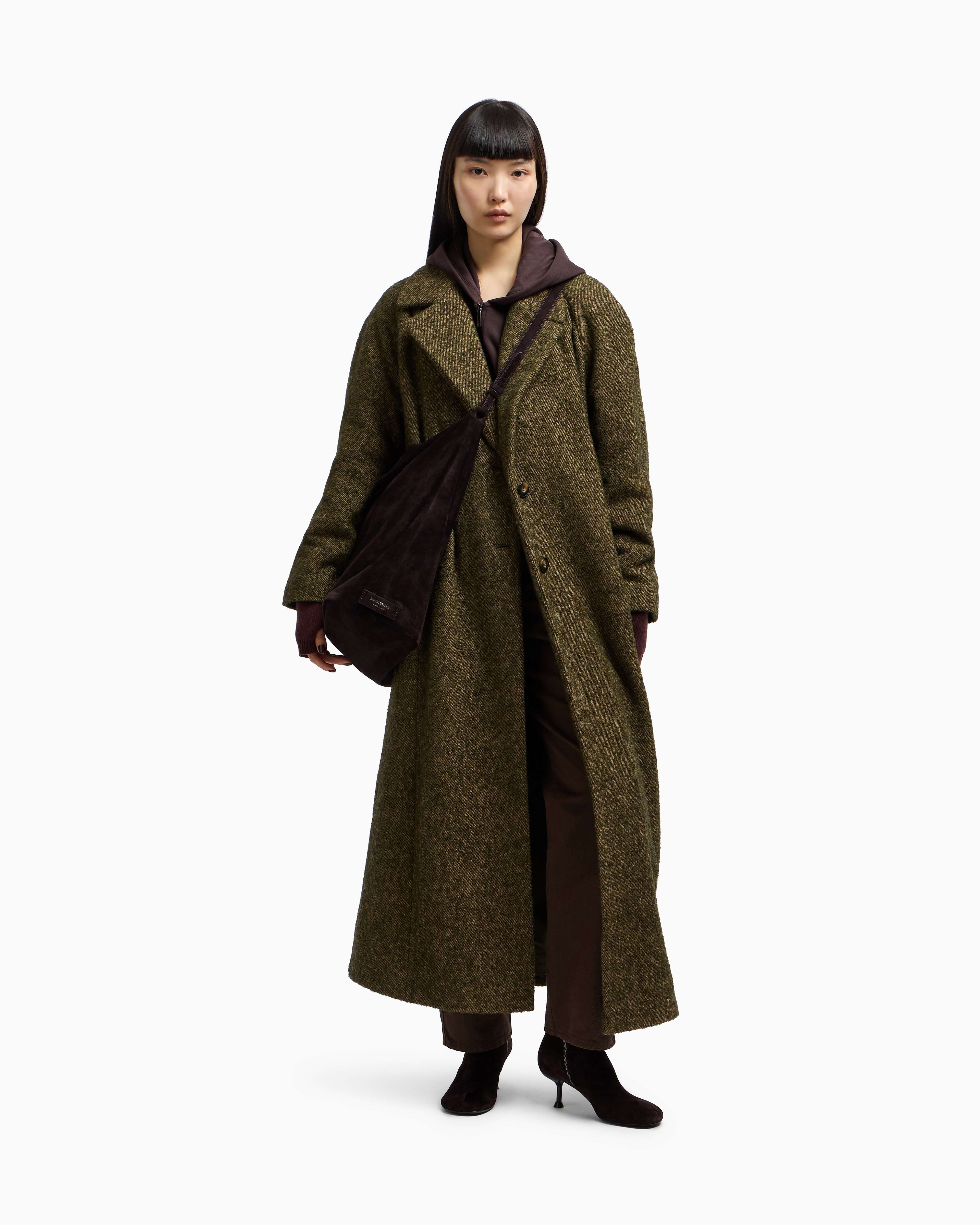 Emporio Armani - New York capsule collection bouclé wool-blend coat, Woman, Green, Size: