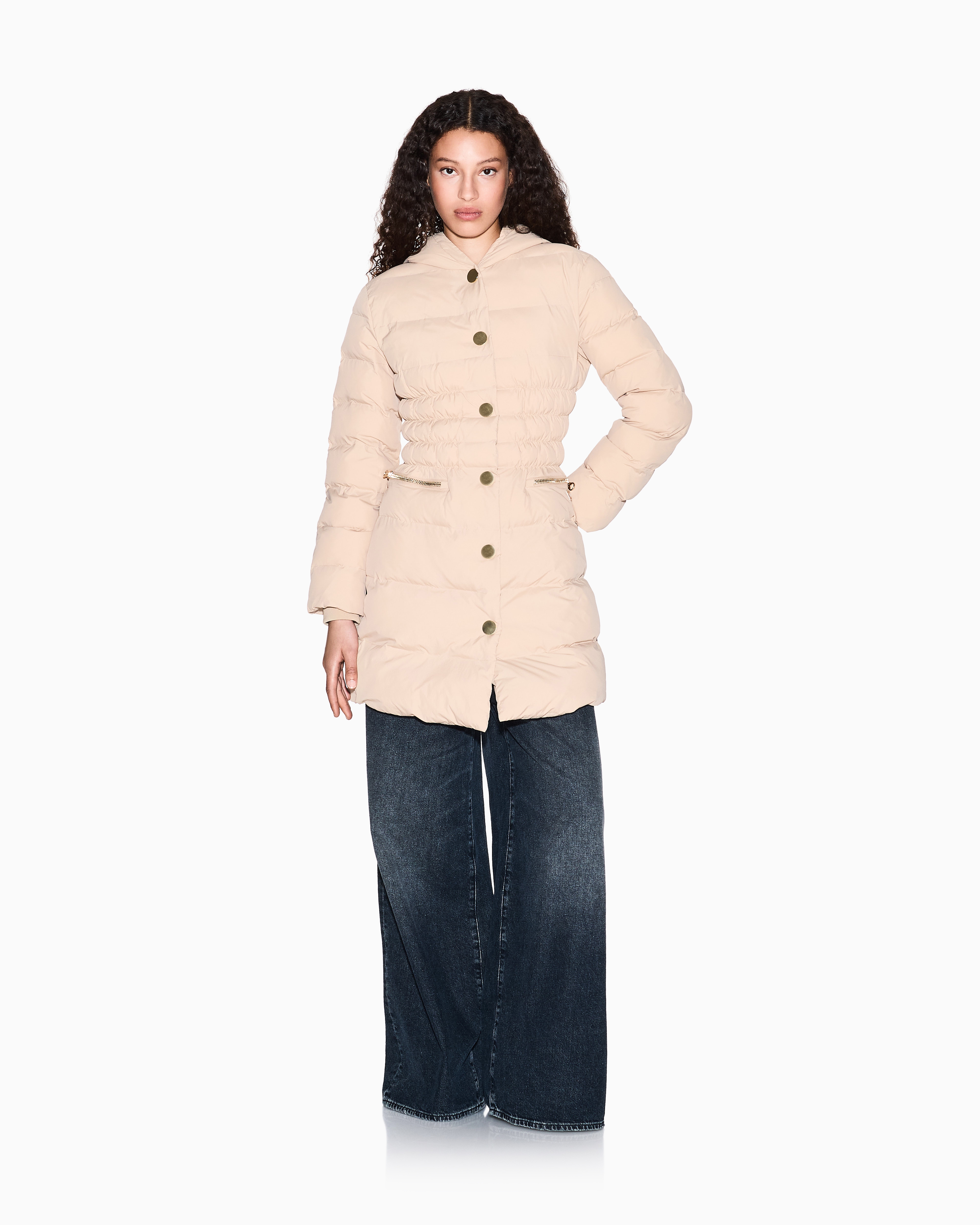 Armani Exchange - Nylon taffeta jacket with hood, Woman, Camel, Size: S